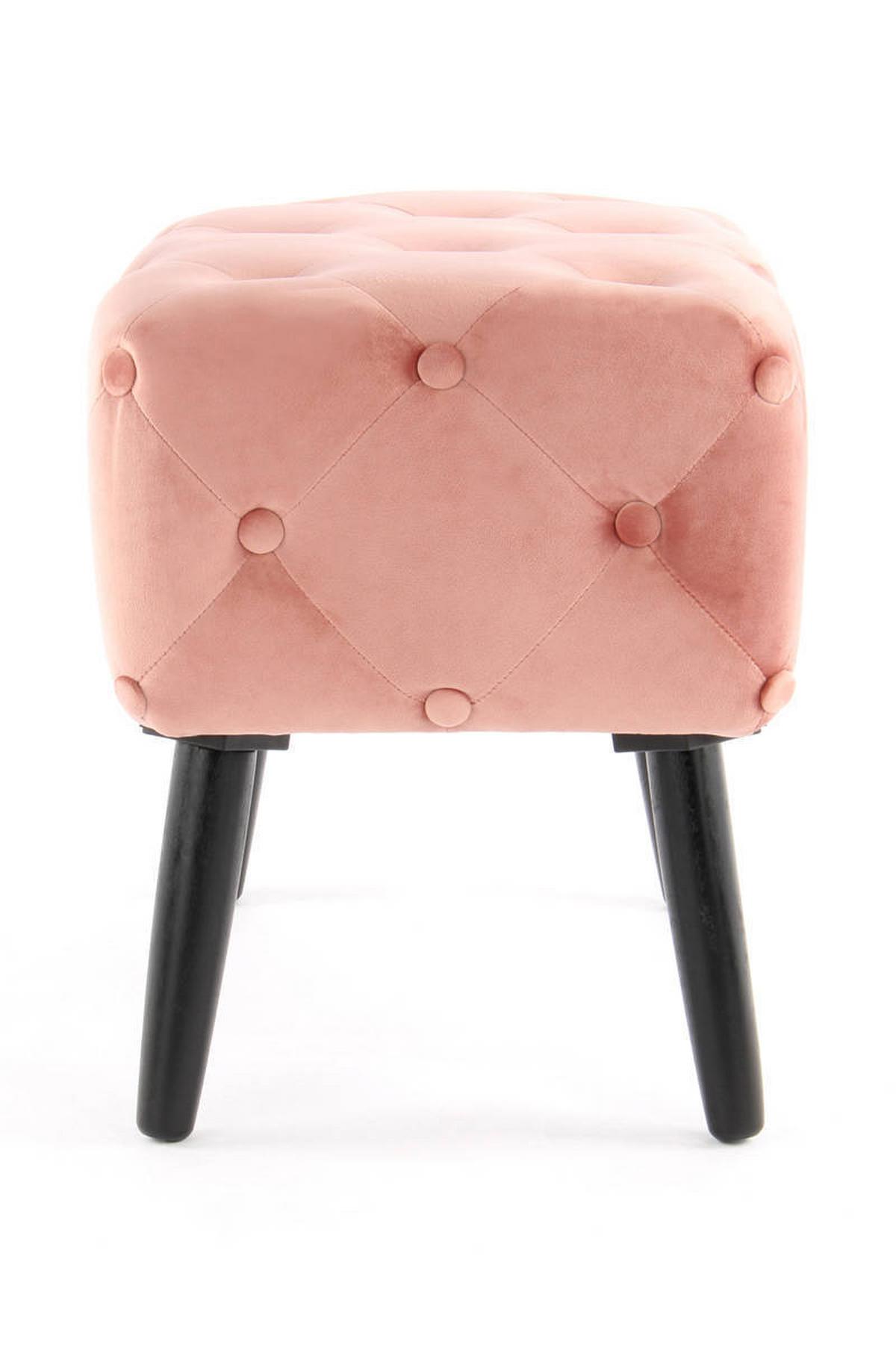 Hocker Samt Rosa/Schwarz Sitz Gepolstert H: 48 cm - Schwarz/Rosa, Basics, Holzwerkstoff/Textil (40/48/60cm) - Kayoom