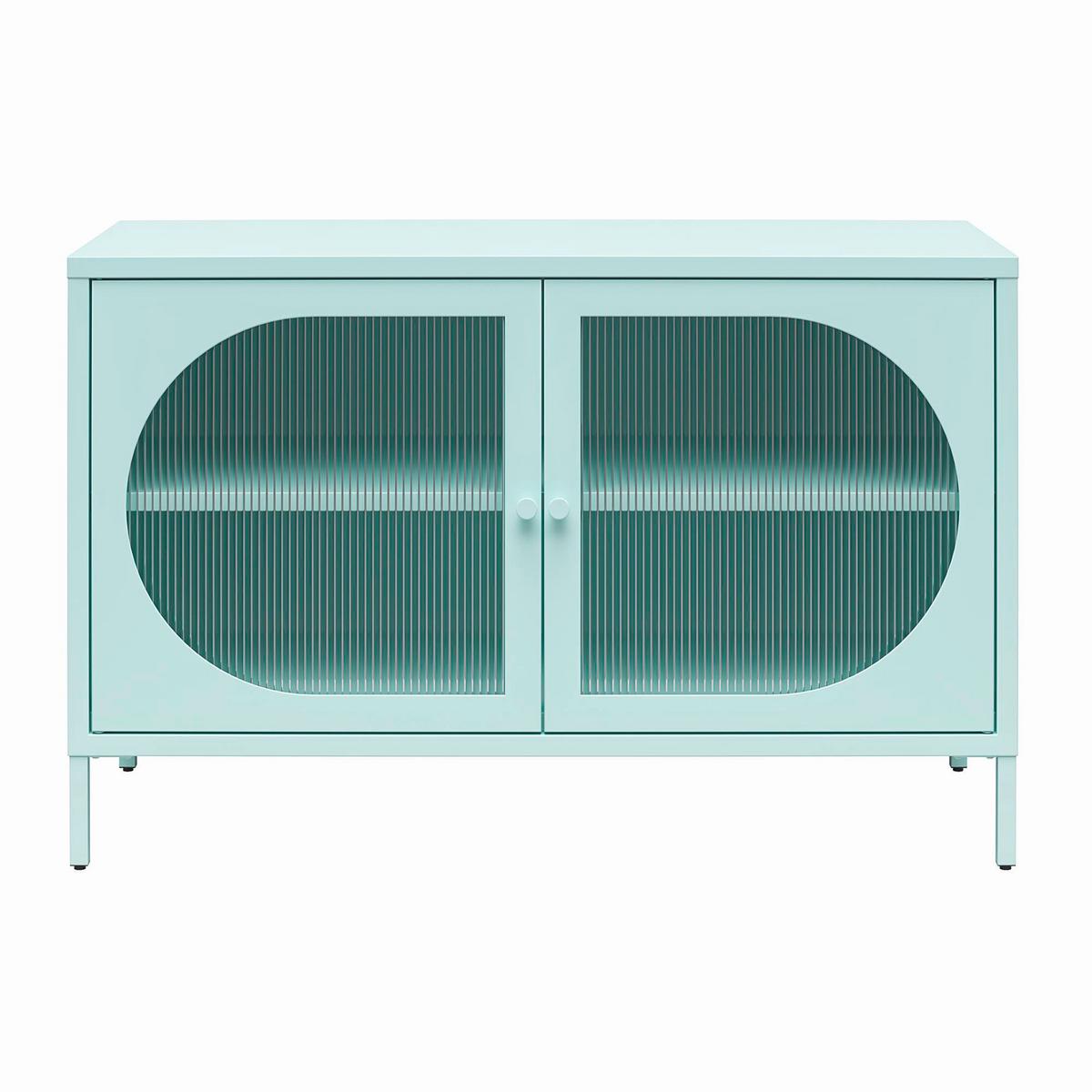 Kommode Luna Blau B: 100 cm - Blau, Design, Glas/Metall (100/64/40cm) - MID.YOU