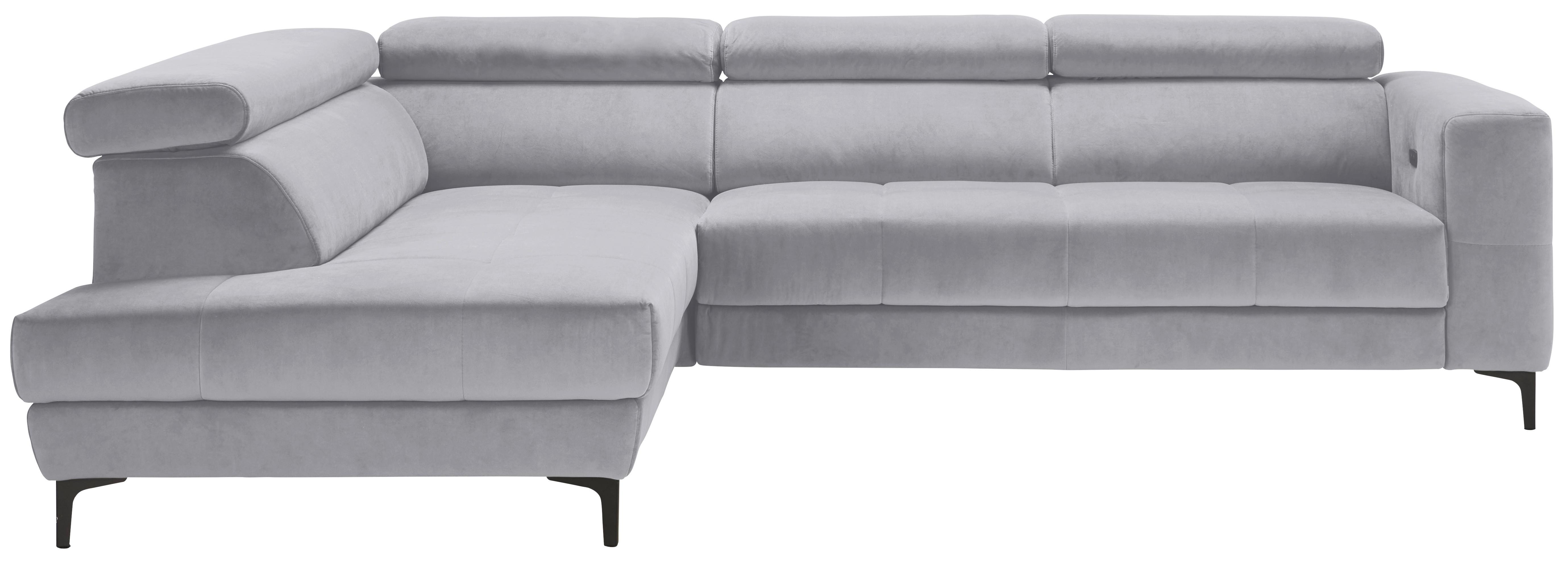 Rohová sedačka EMMA, ľavá, sivobiela,op.hl.,USB,el.výsuv - čierna/sivobiela, Modern, textil (210/301cm) - Premium Living