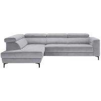 Rohová sedačka EMMA, ľavá, sivobiela,op.hl.,USB,el.výsuv - čierna/sivobiela, Modern, textil (210/301cm) - Premium Living