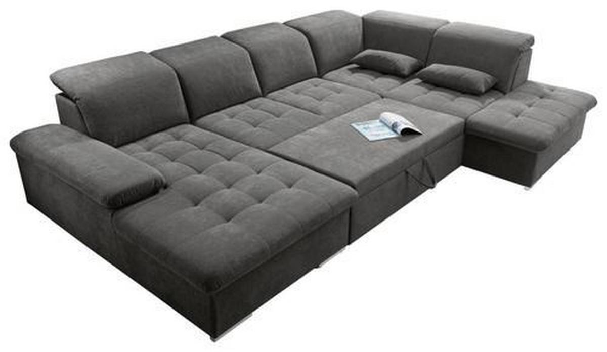 Sedacia súprava tmavosivá - strieborná/tmavosivá, Konventionell, textil/plast (188/340/240cm) - MID.YOU