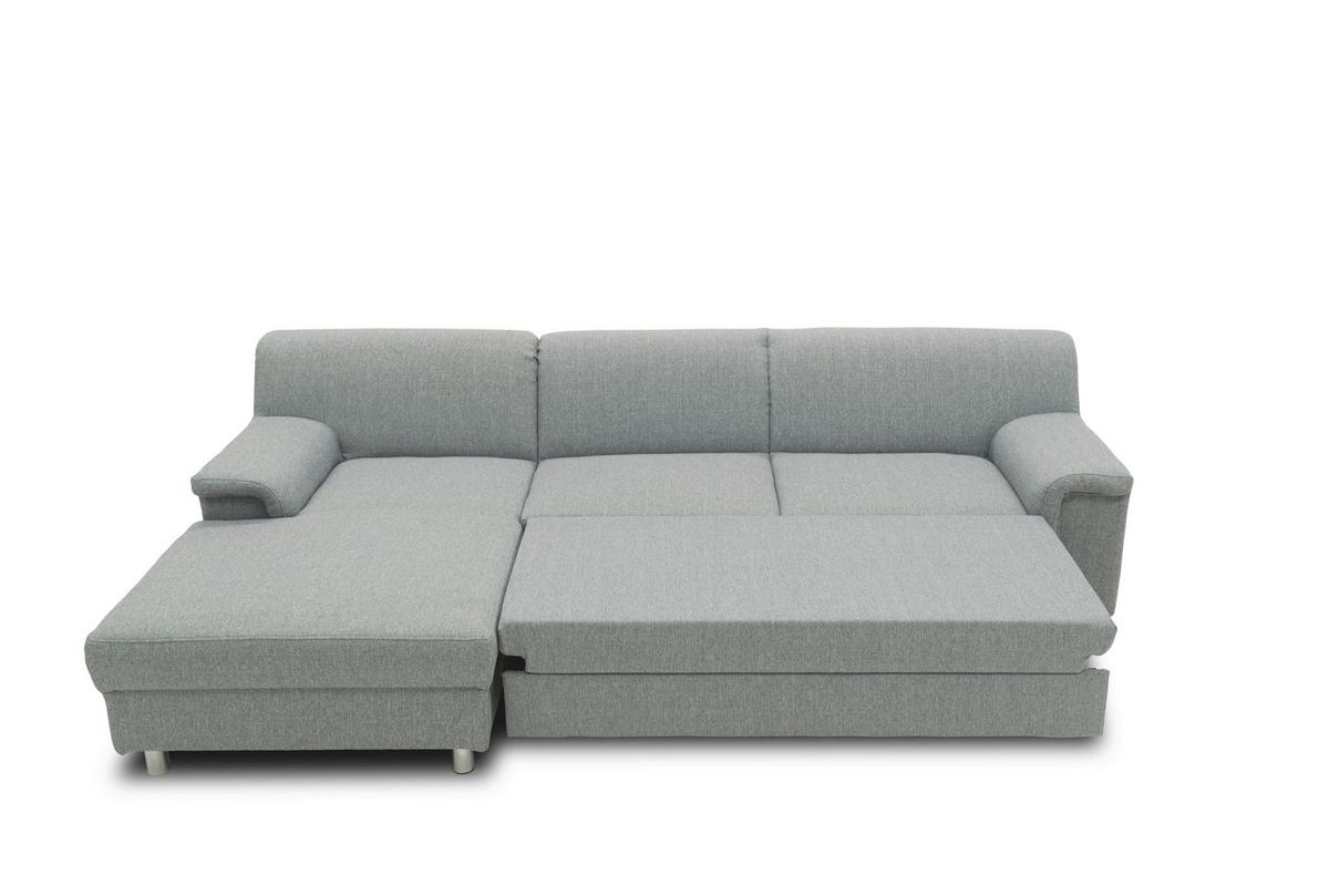 Ecksofa Mit Schlaffunktion Jamie Silberfarben Webstoff - Chromfarben/Silberfarben, KONVENTIONELL, Textil (150/252cm) - MID.YOU