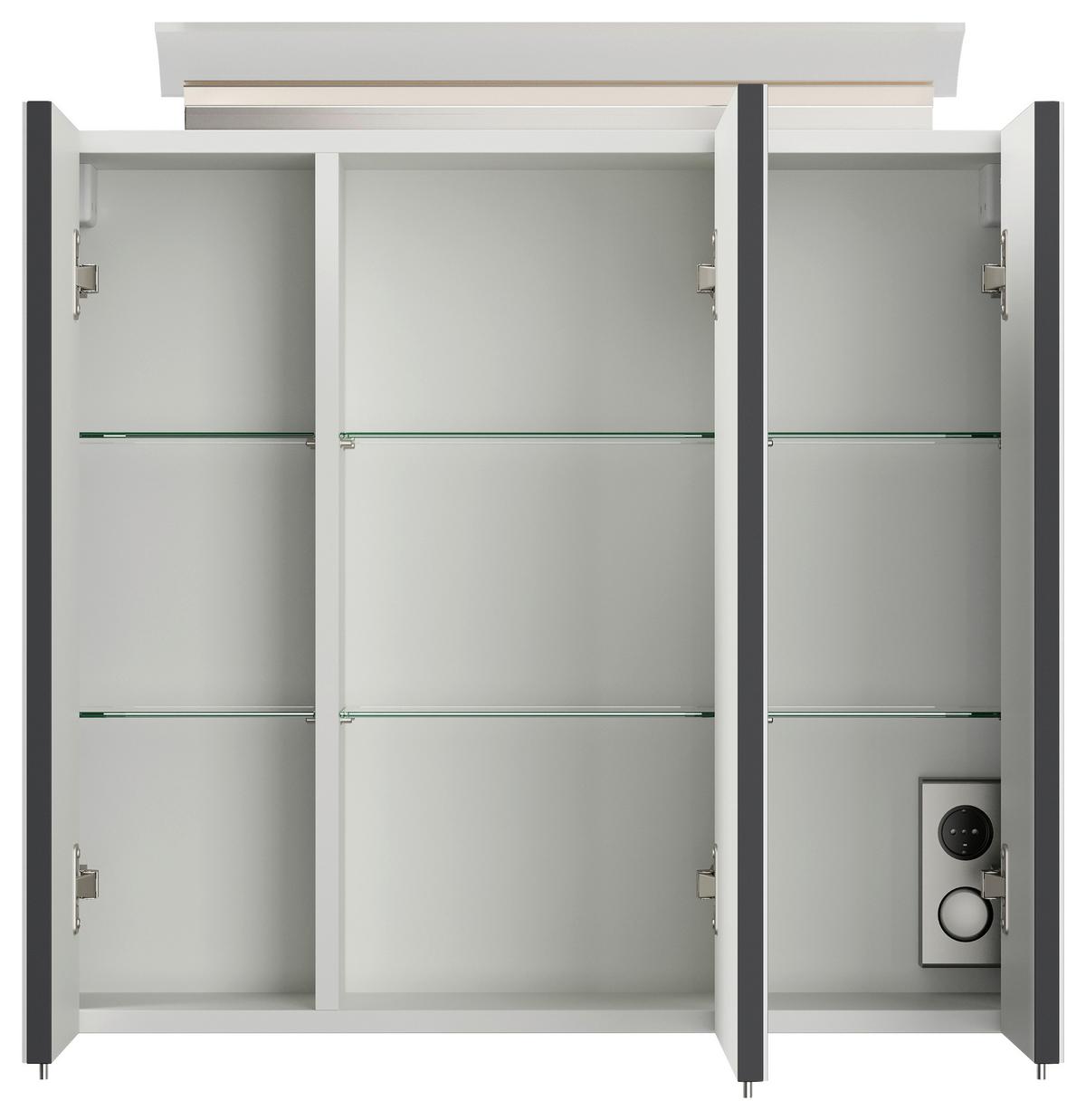 Spiegelschrank Graphitfarben B: 70 cm - Graphitfarben, MODERN, Glas/Holzwerkstoff (70/62/17cm) - MID.YOU