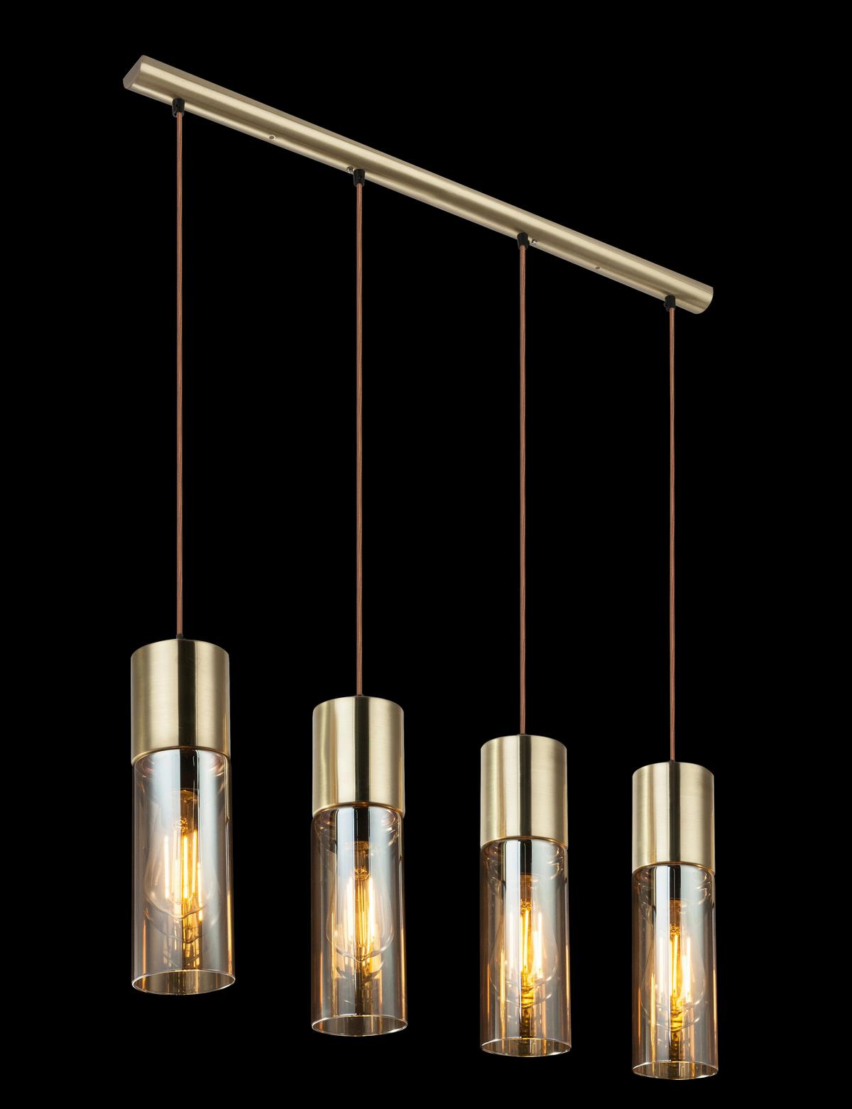 Hängeleuchte H: 156 cm 4-Flammig, Messingfarben - Messingfarben, KONVENTIONELL, Glas/Metall (80/9/156cm) - Globo