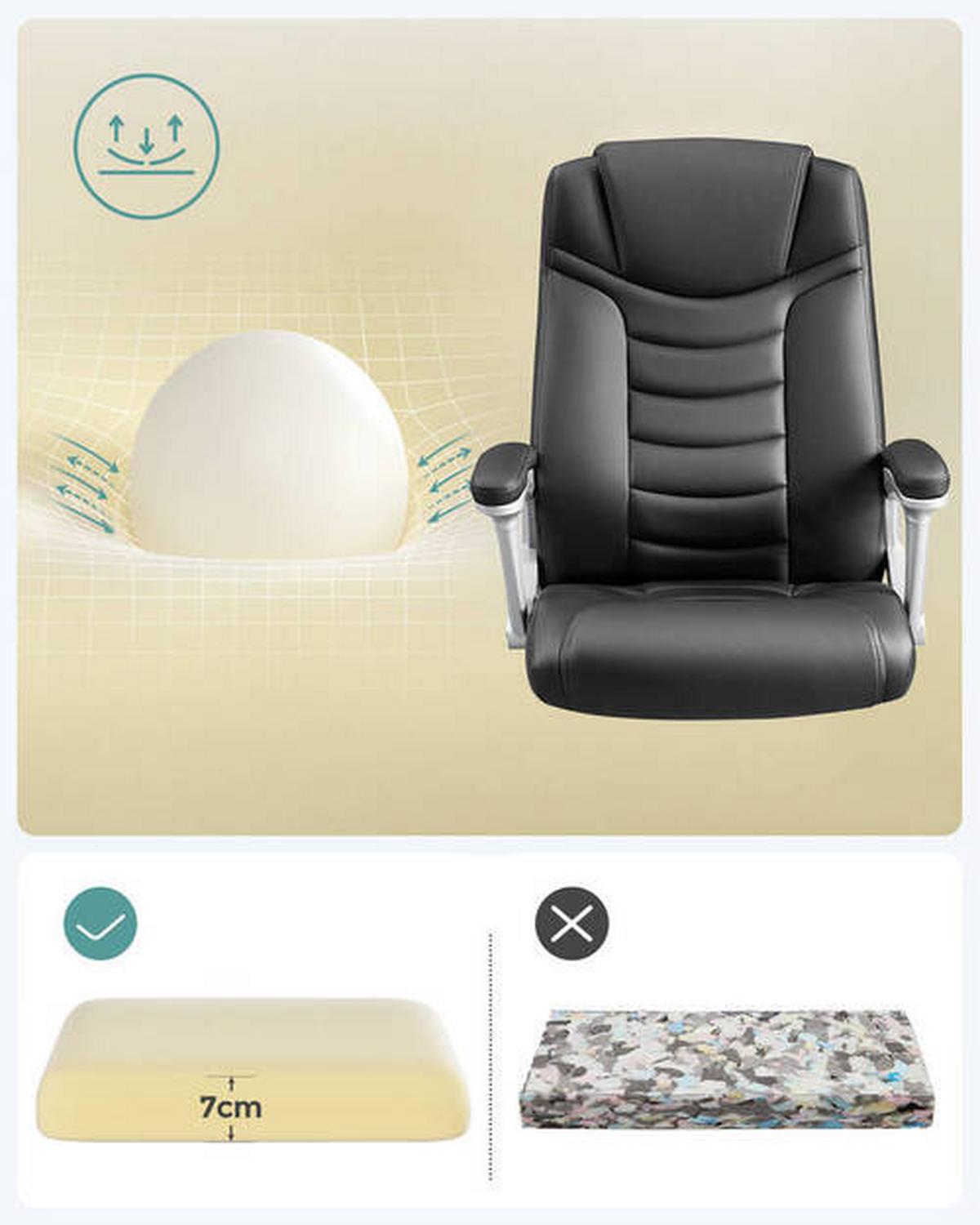 Drehstuhl Lederlook, Schwarz, Bis 150 Kg - Silberfarben/Schwarz, Basics, Leder/Textil (52/112-122/53cm) - Boxxx