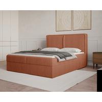 Boxbett Barcelona mit Topper 180x200 - Terracotta/Schwarz, MODERN, Holz/Kunststoff (180/200cm) - Livetastic