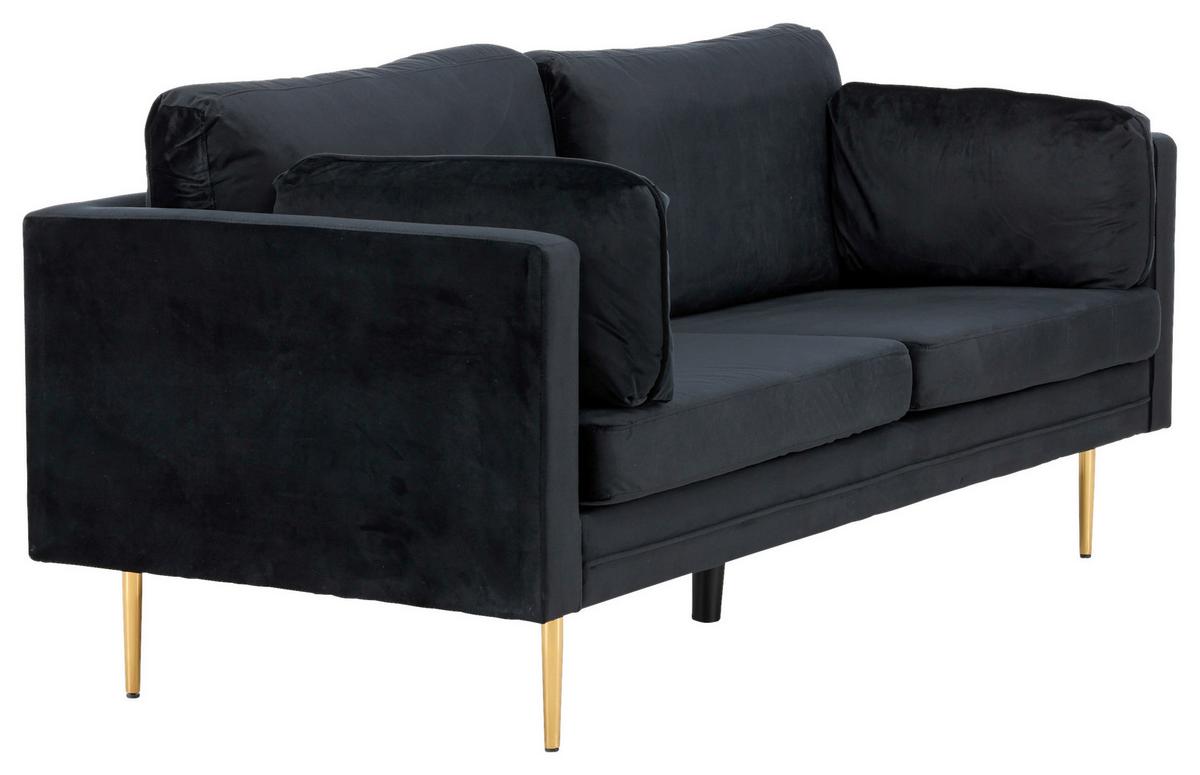 2-Sitzer-Sofa Boom - Goldfarben/Schwarz, Design, Textil/Metall (203/84/90cm) - Livetastic