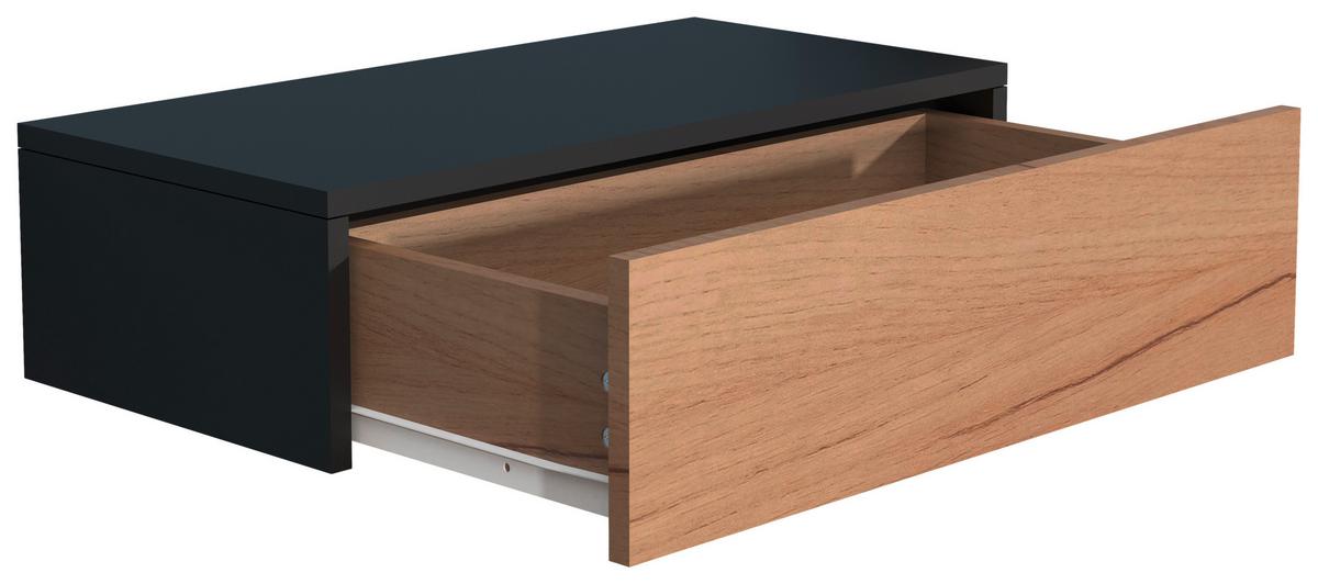 Nachtkästchen Schwarz/Eiche Dekor USAl M H: 15 cm - Eichefarben/Schwarz, MODERN, Holzwerkstoff (60/15/30cm) - MID.YOU