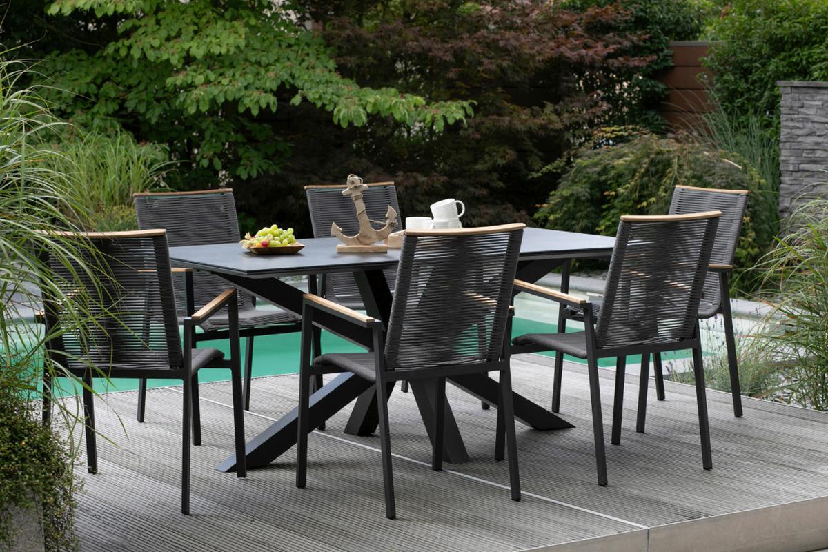 Gartensessel Stapelbar Montana Holz und Kunststoff - Grau, Basics, Holz/Kunststoff (55/87/66cm) - Gardenson
