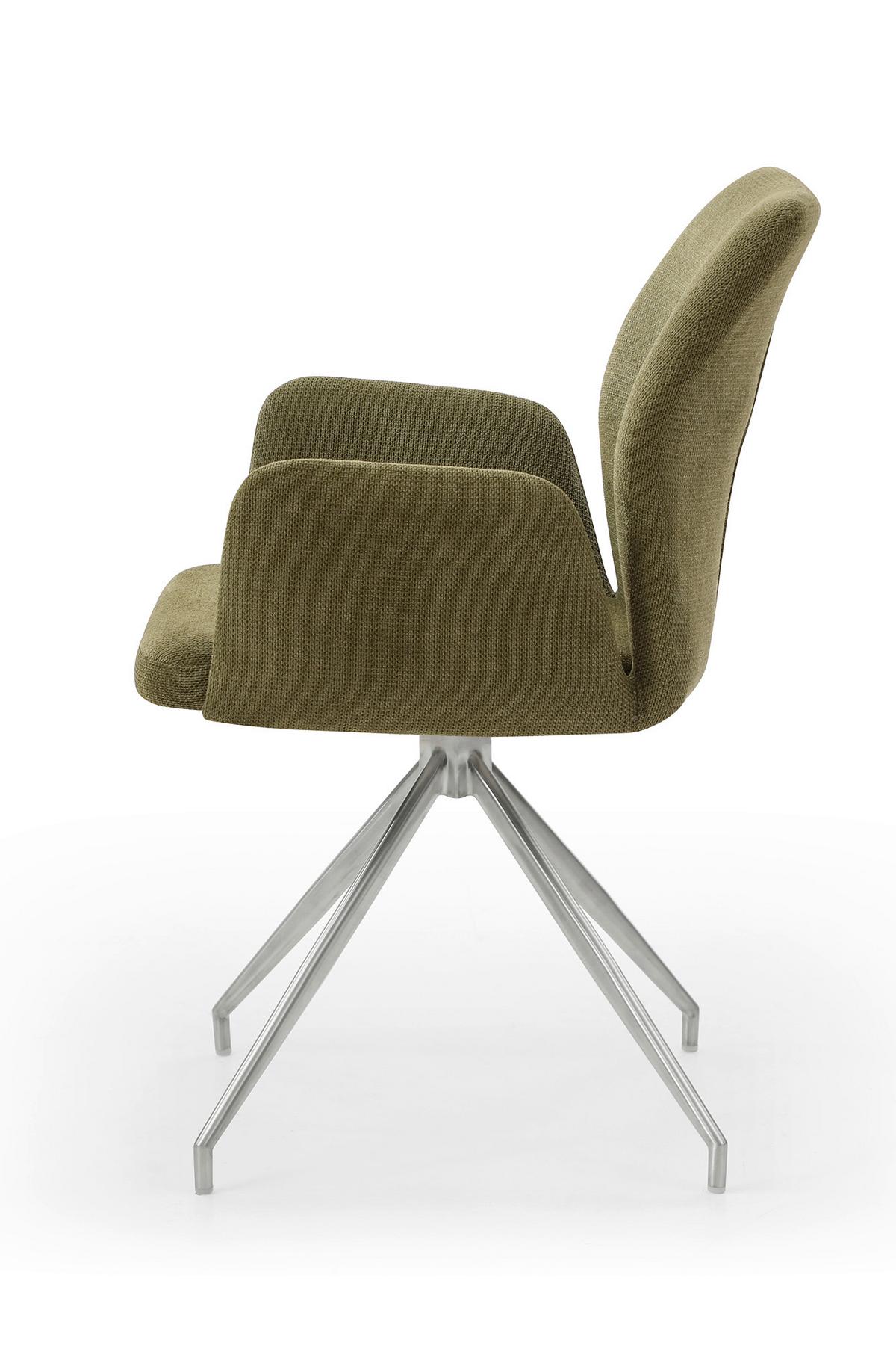 Tischgruppe Grün/Cognac L: 160cm - Cognac/Silberfarben, MODERN, Holz/Textil (160/85/77cm) - Livetastic