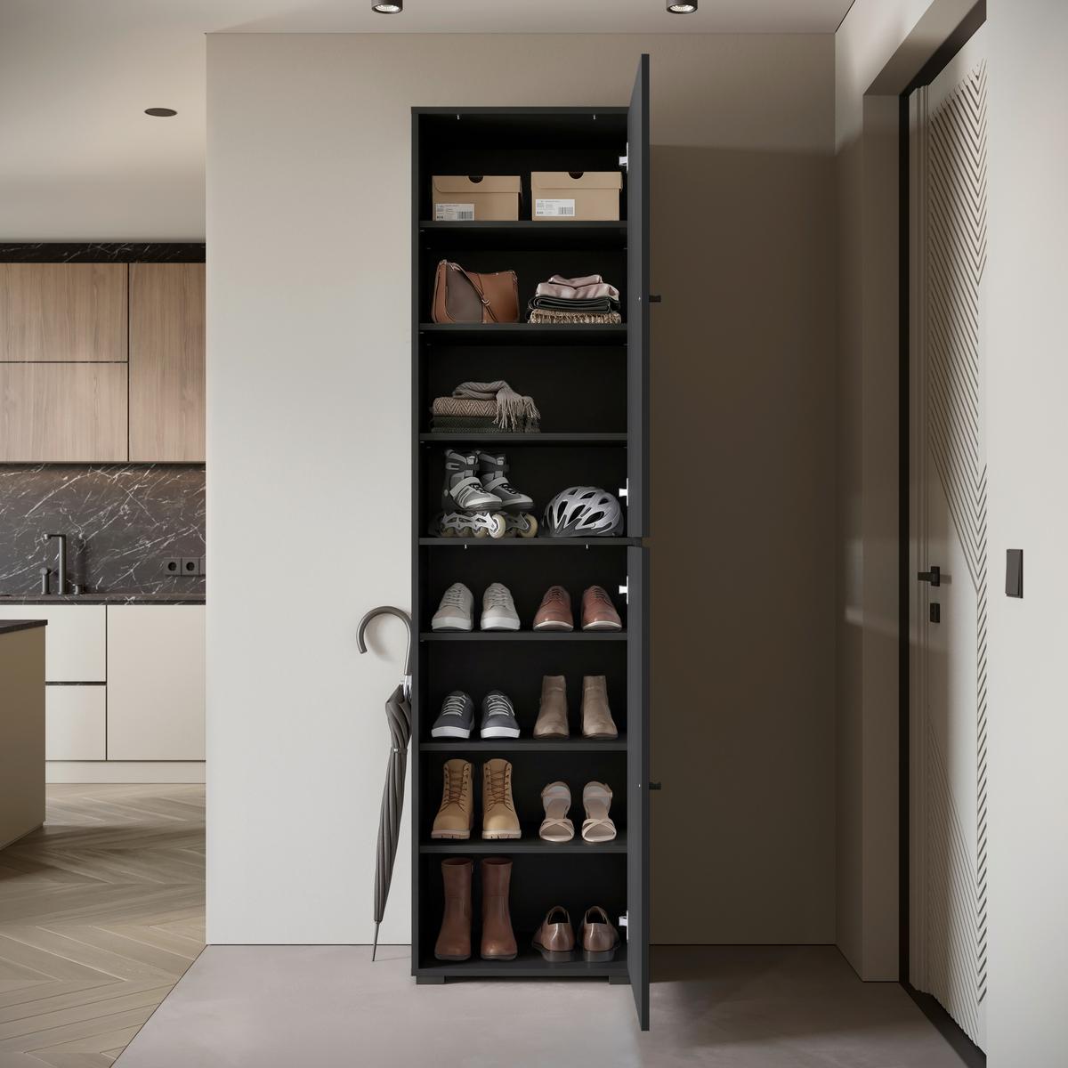 Botník Š: 50 cm - černá, Basics, kov/kompozitní dřevo (50/190/33cm) - P & B