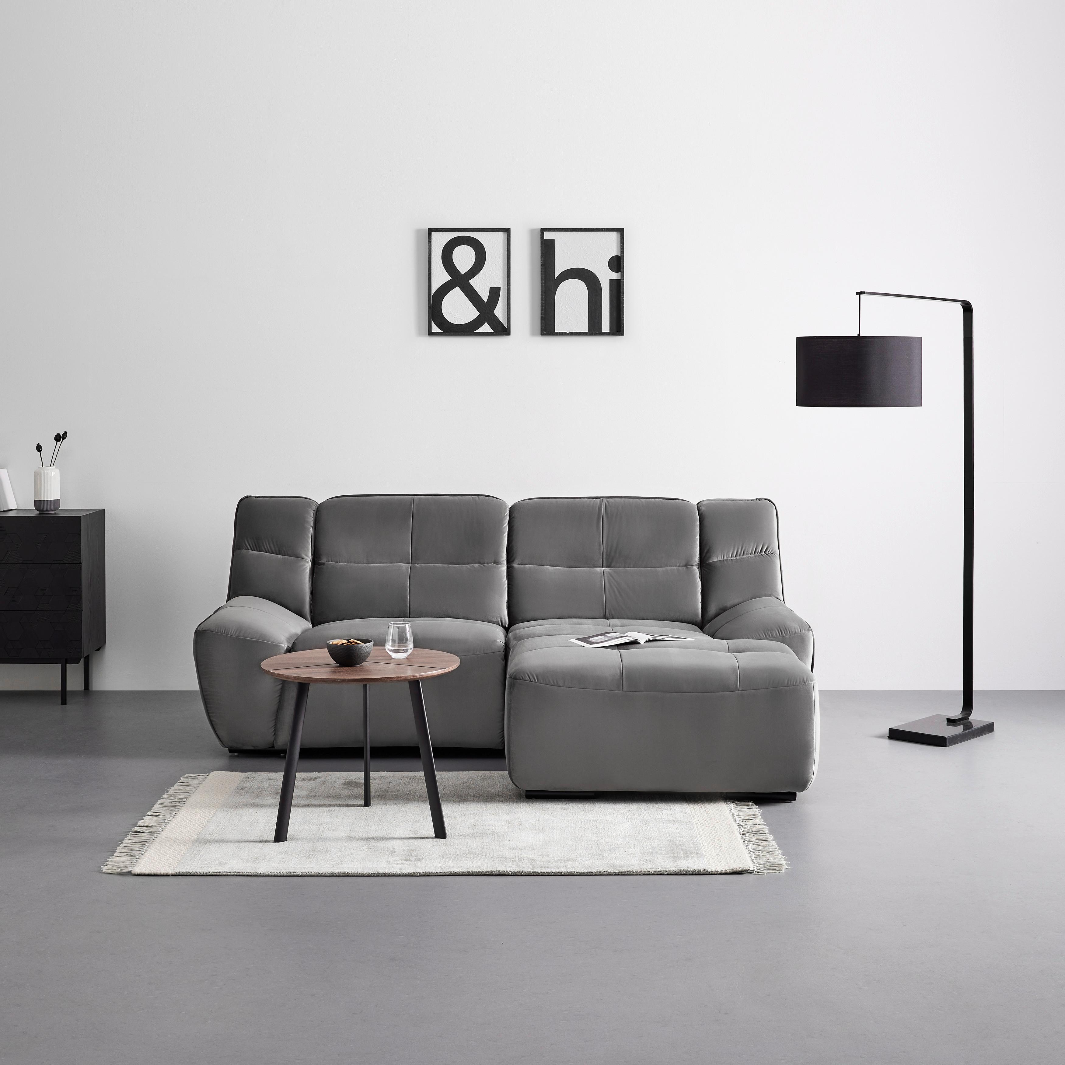 Rohová sedačka WEGA, pravá, šedá barva - šedá, Moderní, kov/textil (220/88/165cm) - Bessagi Home