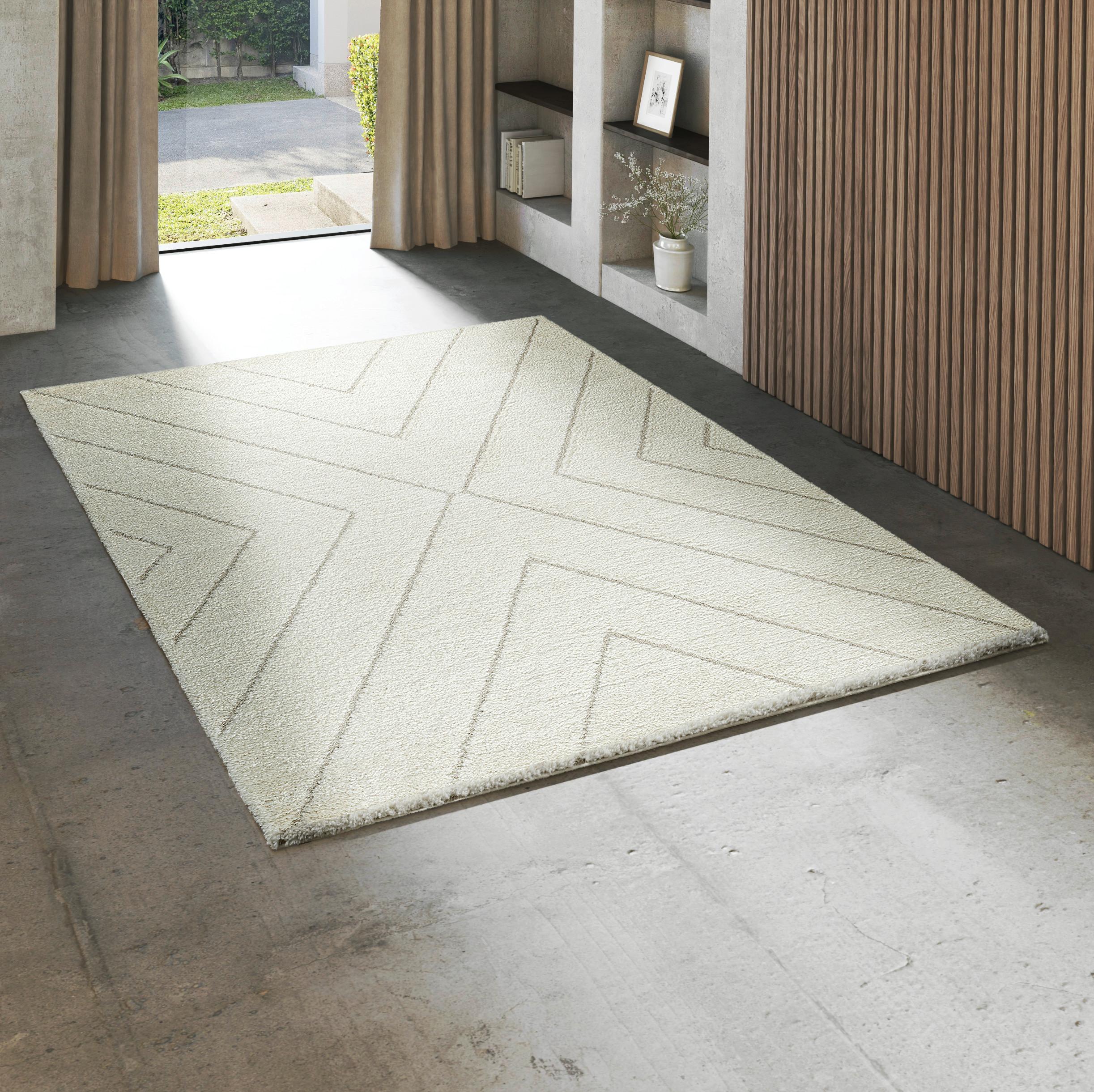 Hochflorteppich Ideal Shaggy 80362 - Creme, KONVENTIONELL, Textil (140/200cm)