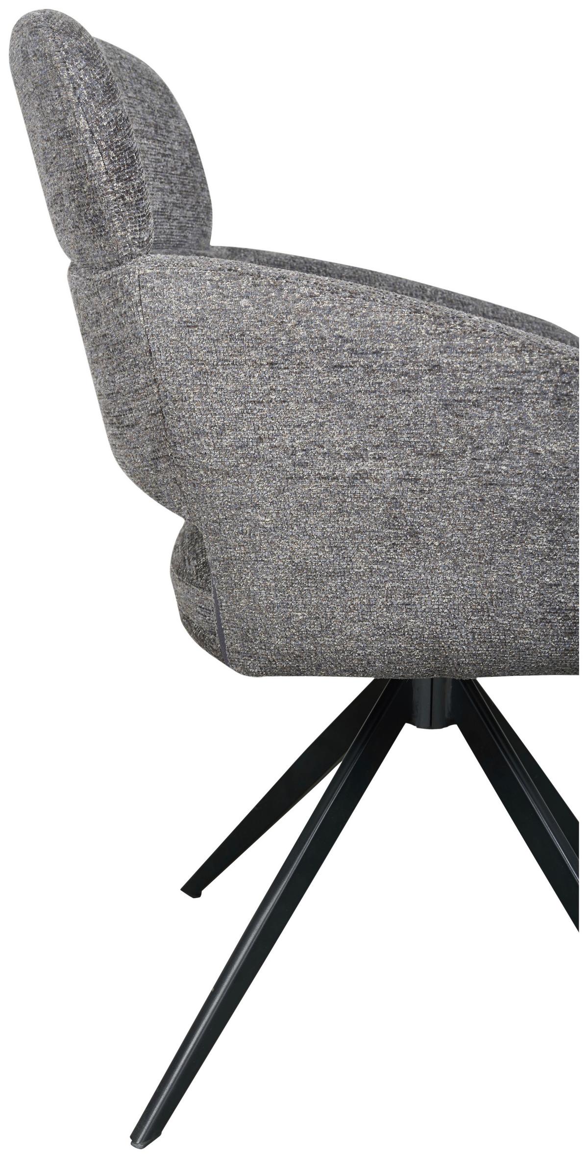 Armlehnstuhl Lyon Grau B: 57,5 cm - Schwarz/Grau, MODERN, Textil/Metall (57,5/85/61cm) - Livetastic