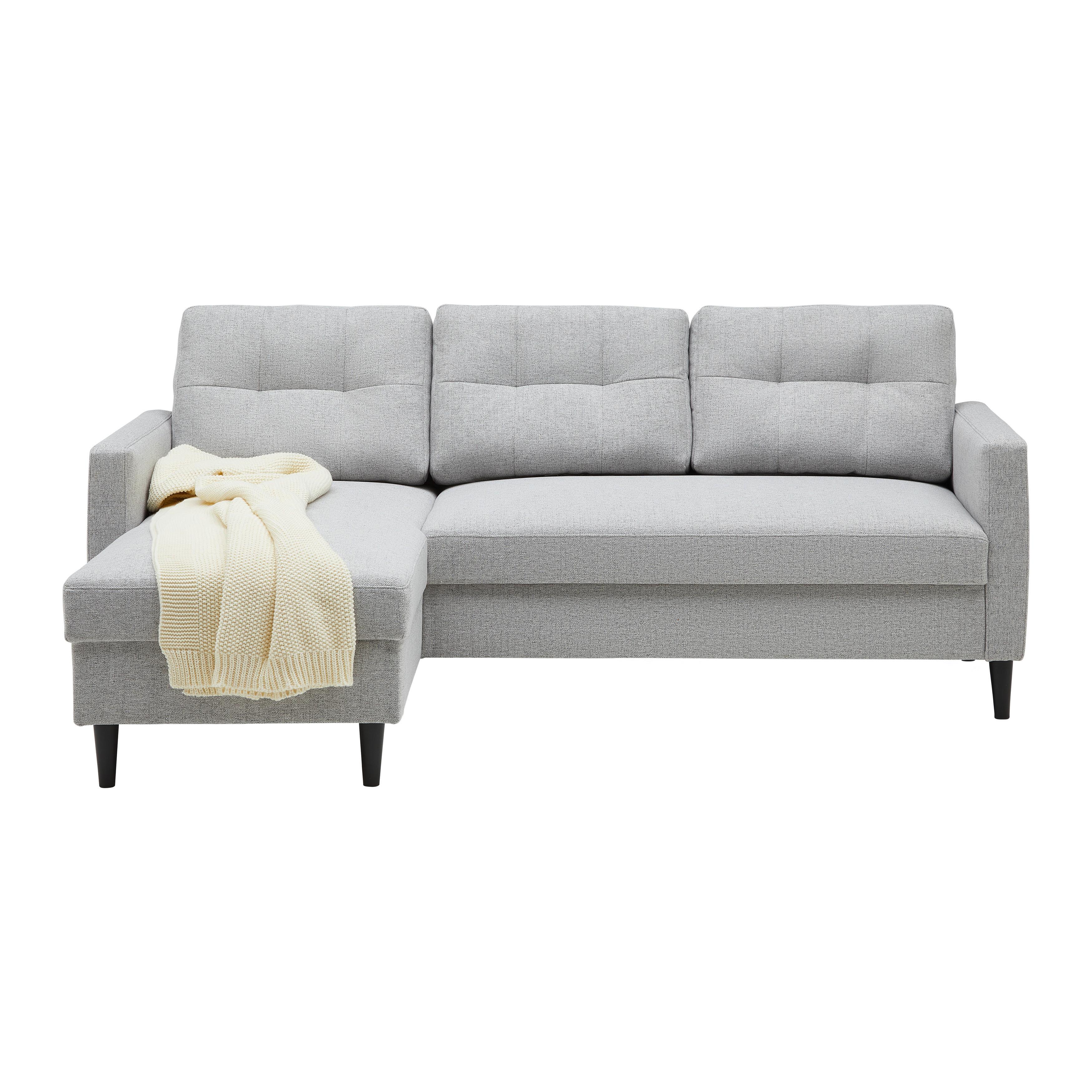 Sedací souprava BERGEN, oboustranná, šedá - šedá/černá, Moderní, kov/dřevo (192/82/138cm) - Based