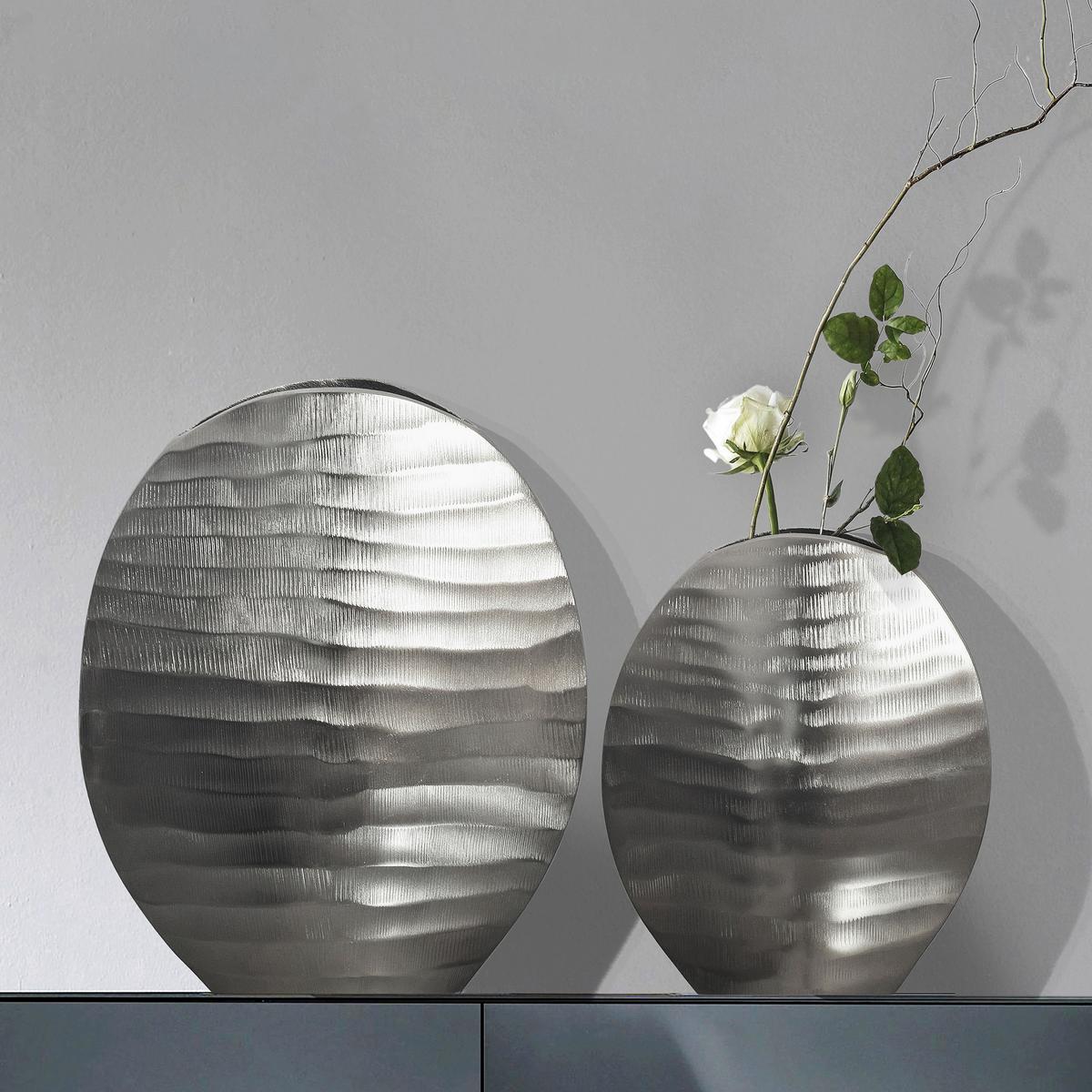Dekovase 2er Set Silberfarben B: 26 cm - Silberfarben, Design, Metall (26/30,5/14cm) - Livetastic