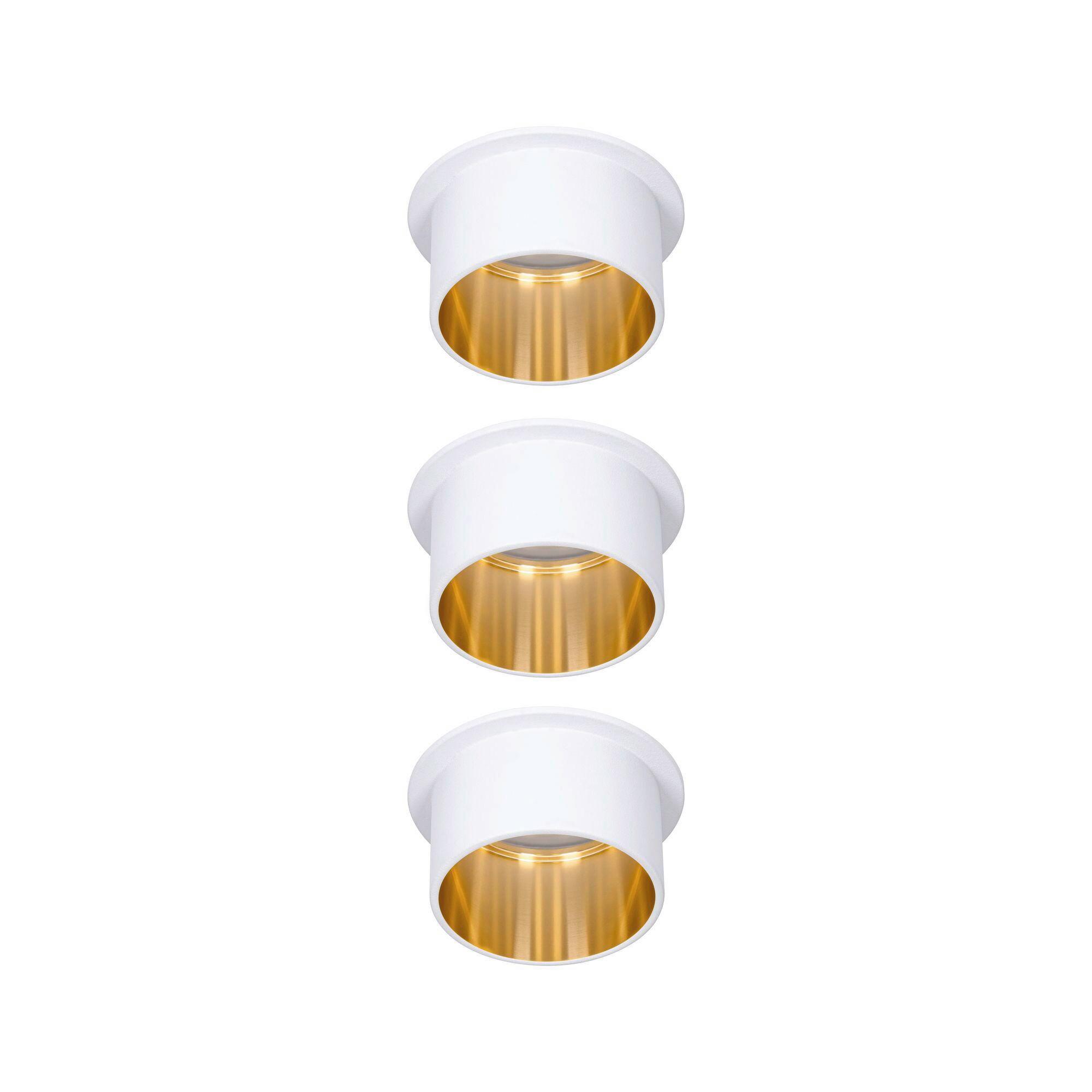 Deckenleuchte 3er-Set Ø 6,8 cm 3-Flammig, dimmbar - Goldfarben/Weiß, Basics, Metall (6,8/3,3cm) - Paulmann