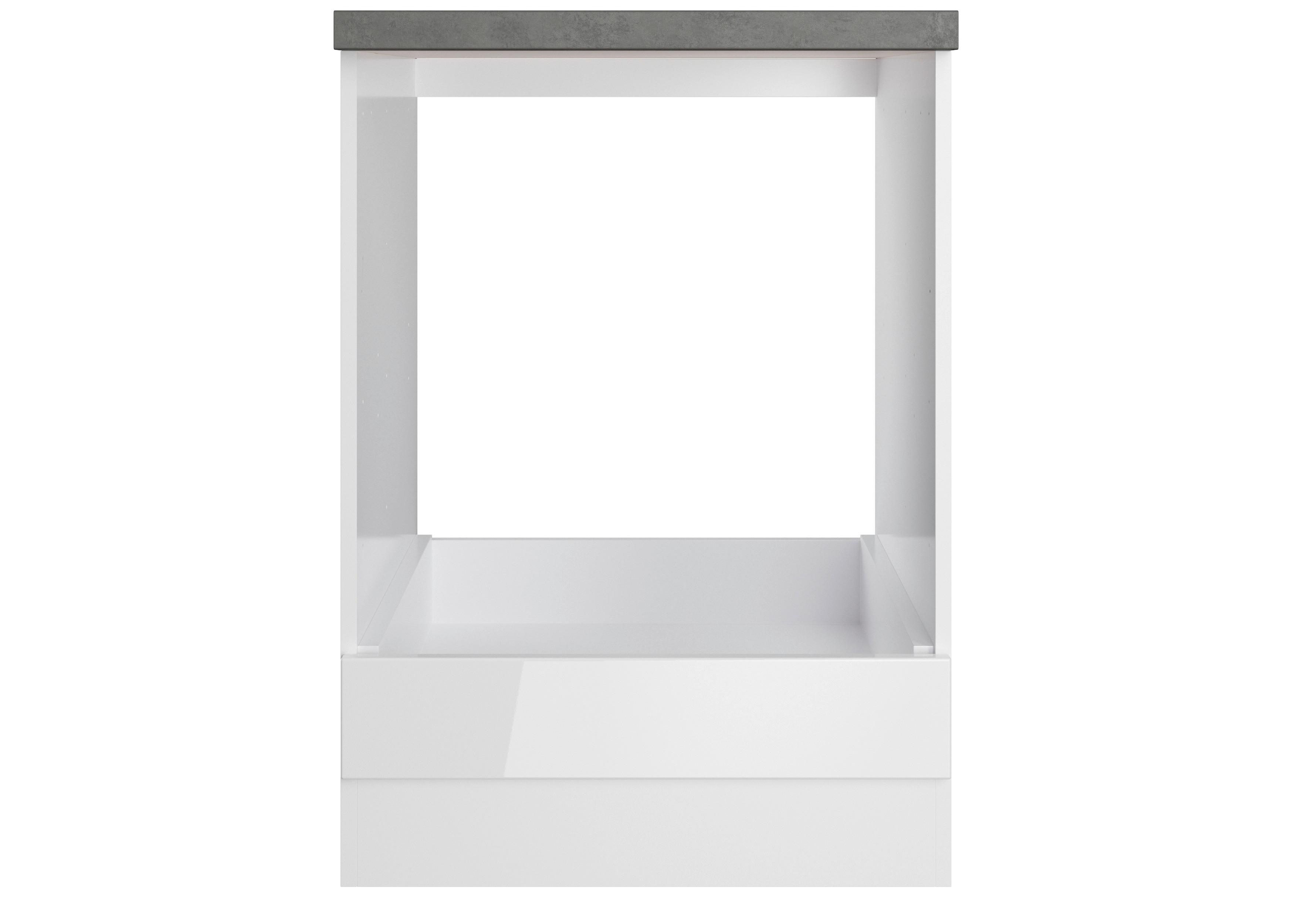 Herdumbauschrank Monza B: 60 Cm Weiß/grau - Weiß Hochglanz/Weiß, LIFESTYLE, Holzwerkstoff (60/86/60cm) - Held