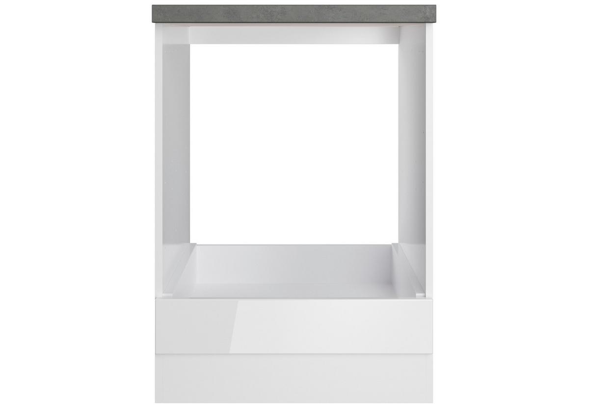 Herdumbauschrank Monza B: 60 Cm Weiß/grau - Weiß Hochglanz/Weiß, LIFESTYLE, Holzwerkstoff (60/86/60cm) - Held