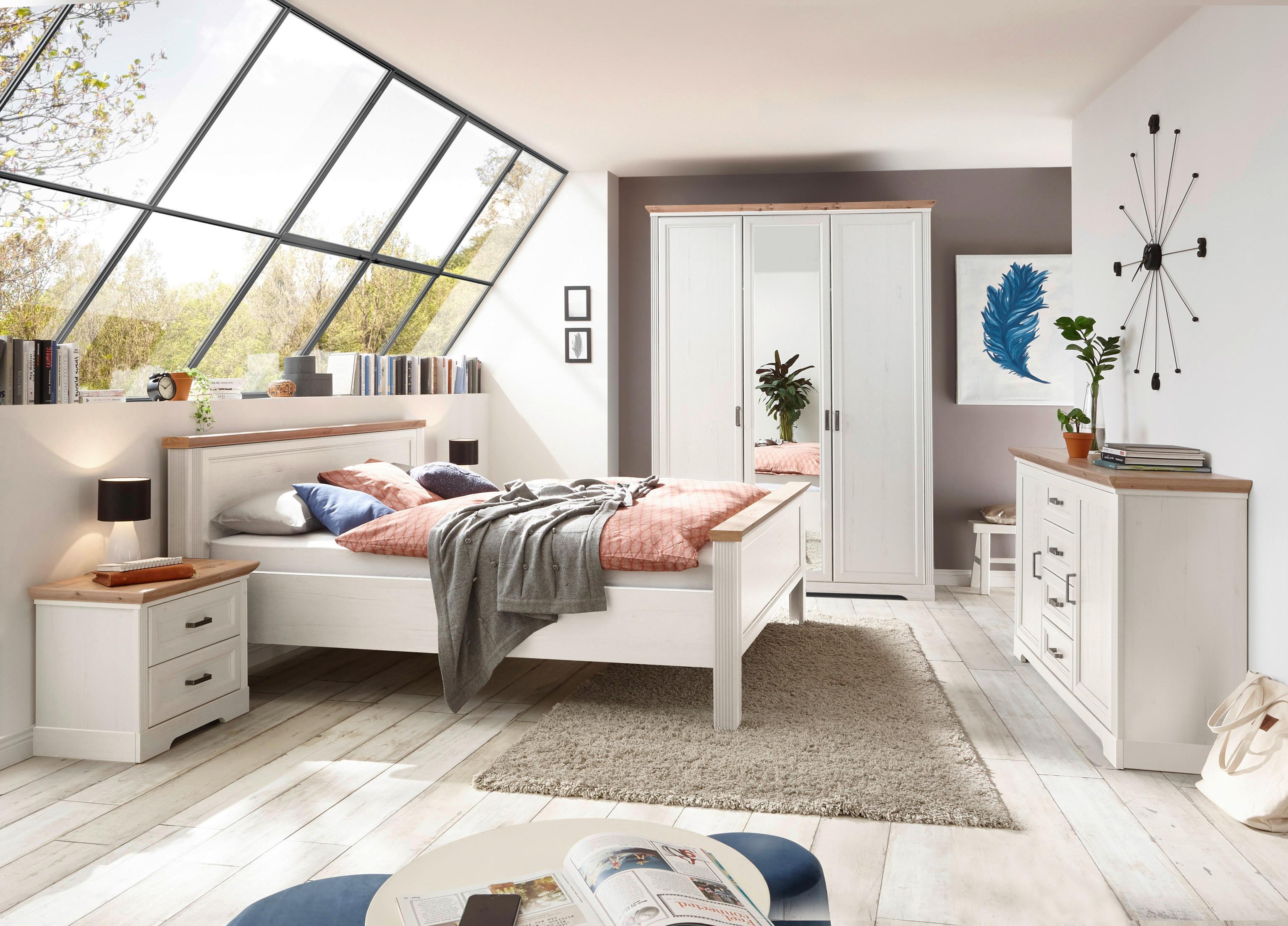 Drehtürenschrank Mit Spiegel 164 Cm Jasmin Ii Weiß/eiche - Weiß/Eiche Artisan, LIFESTYLE, Holzwerkstoff (164/220/64cm)