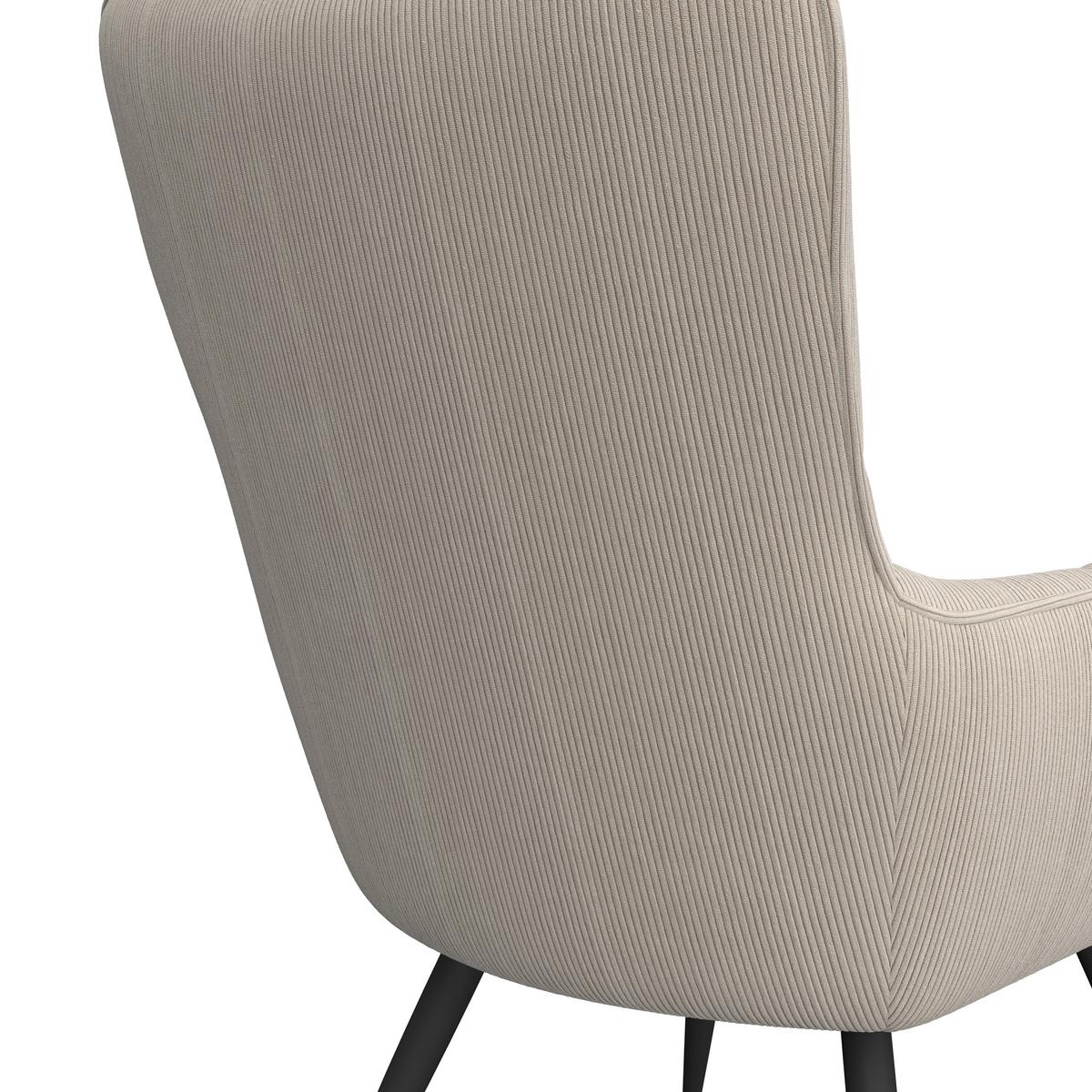 Ohrensessel Hanoi Webstoff beige, B: 71 cm - Beige/Schwarz, MODERN, Textil/Metall (71/98/83cm)