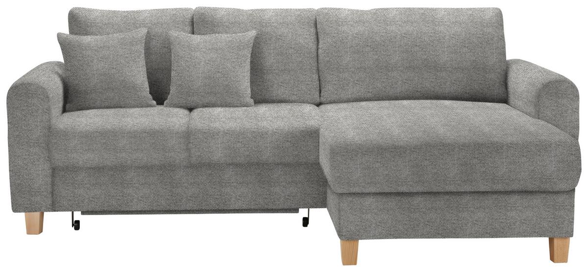 Rohová sedačka LILLE, obojstranná, svetlosivý velúr - svetlohnedá/svetlosivá, Modern, drevo/textil (232/110/156cm) - Mömax