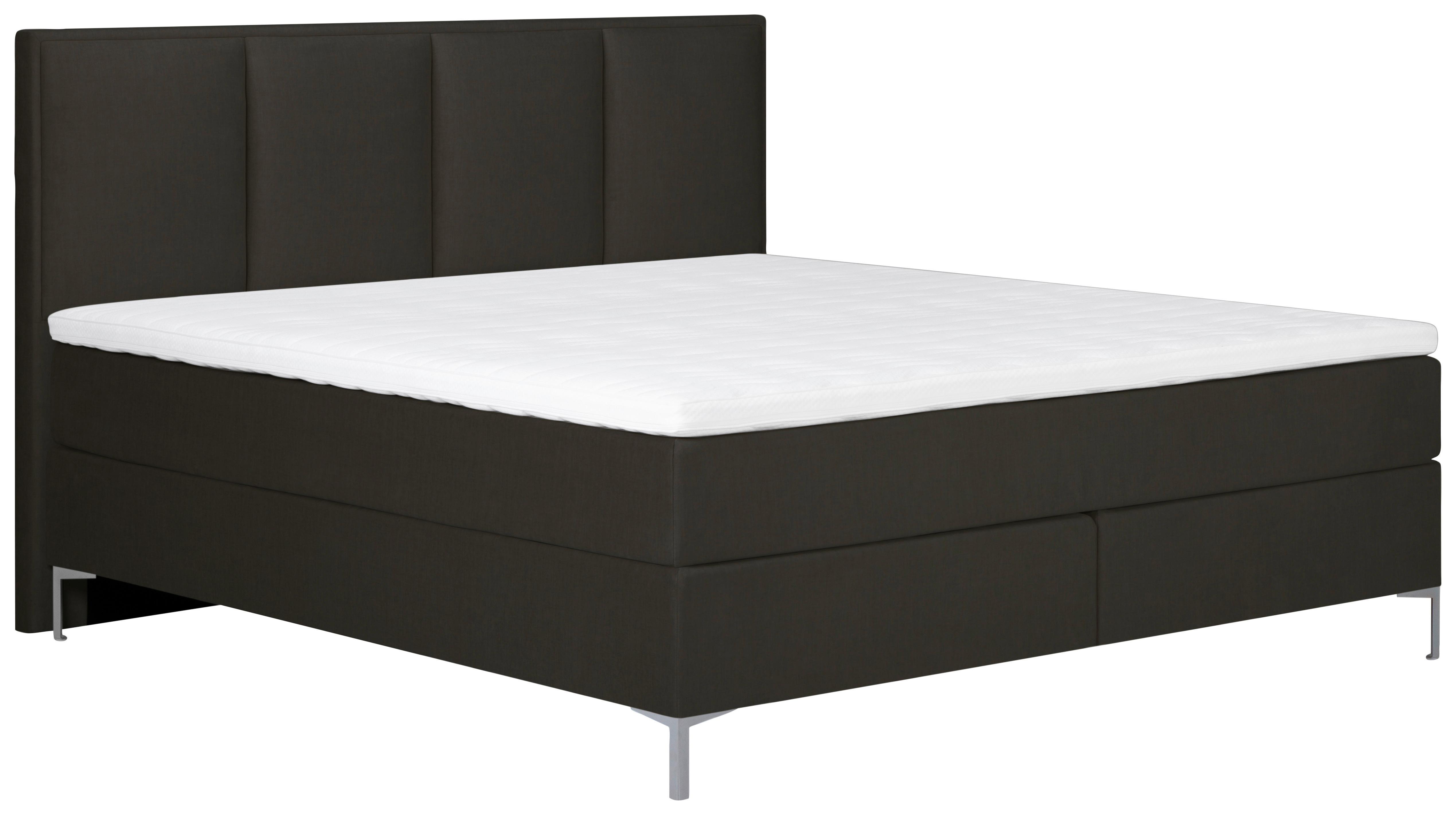 Boxspringbett Graz Anthrazit 180x200 cm inkl. Topper - Anthrazit/Alufarben, MODERN, Textil (180/200cm) - MID.YOU