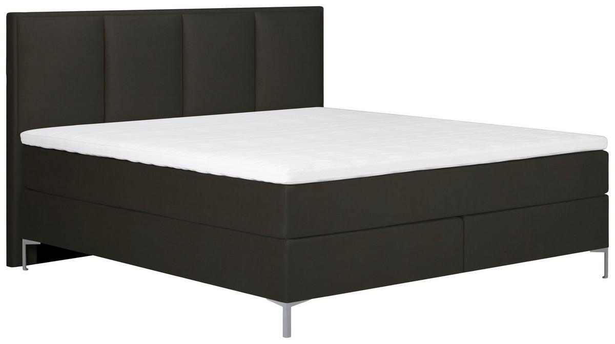 Boxspringbett Graz Anthrazit 180x200 cm inkl. Topper - Anthrazit/Alufarben, MODERN, Textil (180/200cm) - MID.YOU