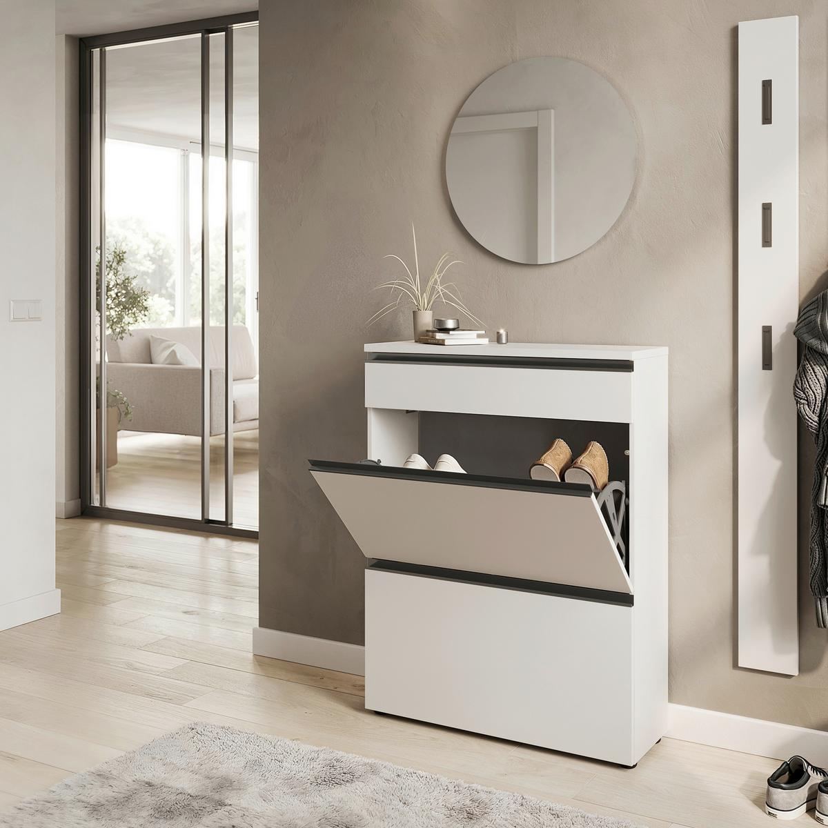 Garderobe Gw-Baldone 3-Teilig Beige B: 100 cm - Beige, Design, Glas/Holzwerkstoff (100/200/29cm) - MID.YOU