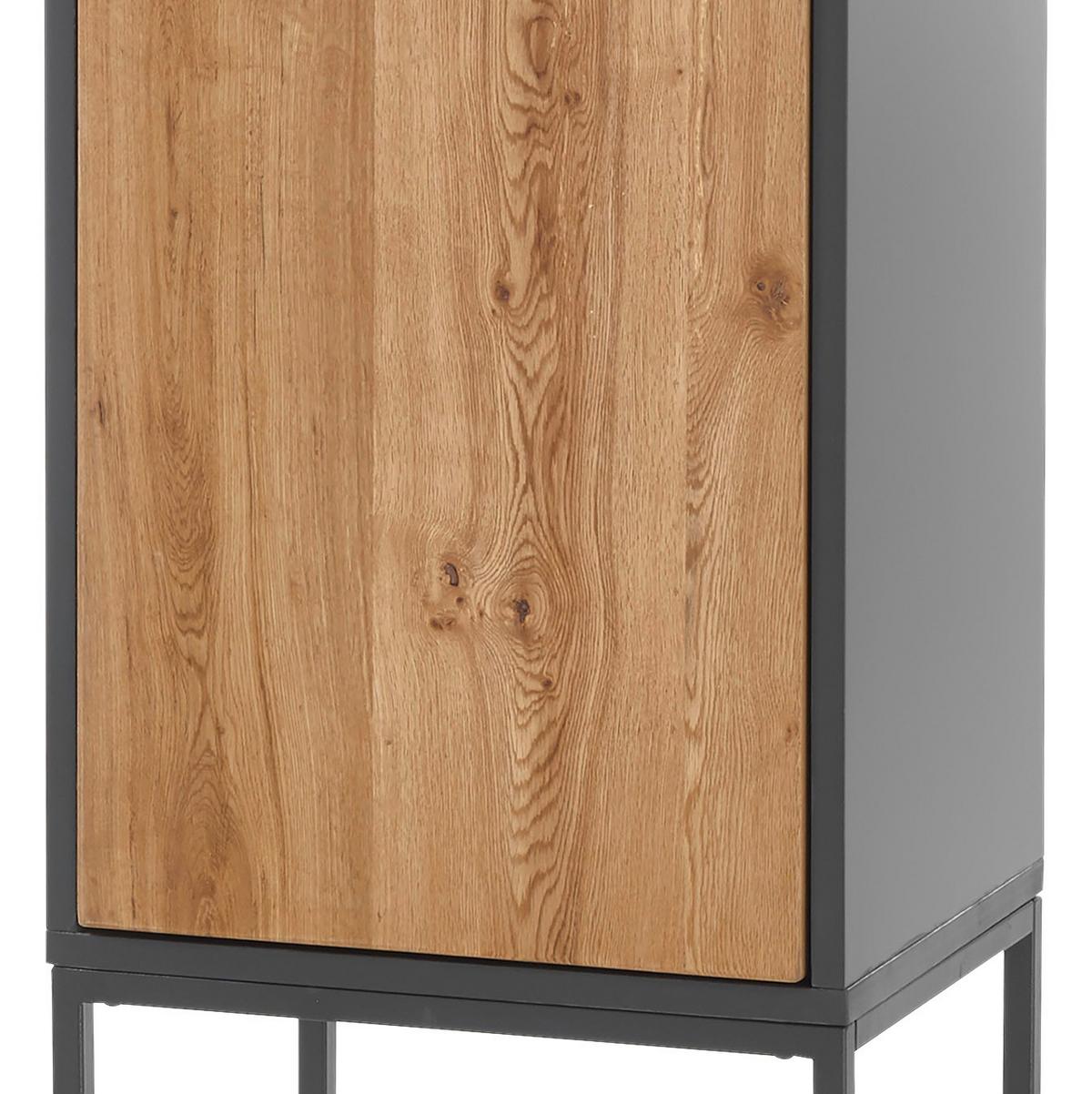Regal Mit Drehtür Asmara B: 50 Cm Anthrazit/eiche Dekor - Eichefarben/Anthrazit, MODERN, Holzwerkstoff (50/165/40cm) - Livetastic