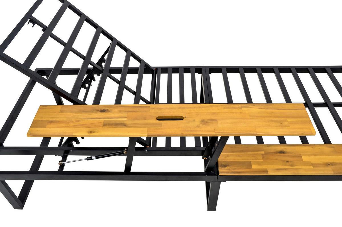 Sonnenliege Victoria - Anthrazit/Grau, MODERN, Holz/Kunststoff (75/38/200cm) - Beldano