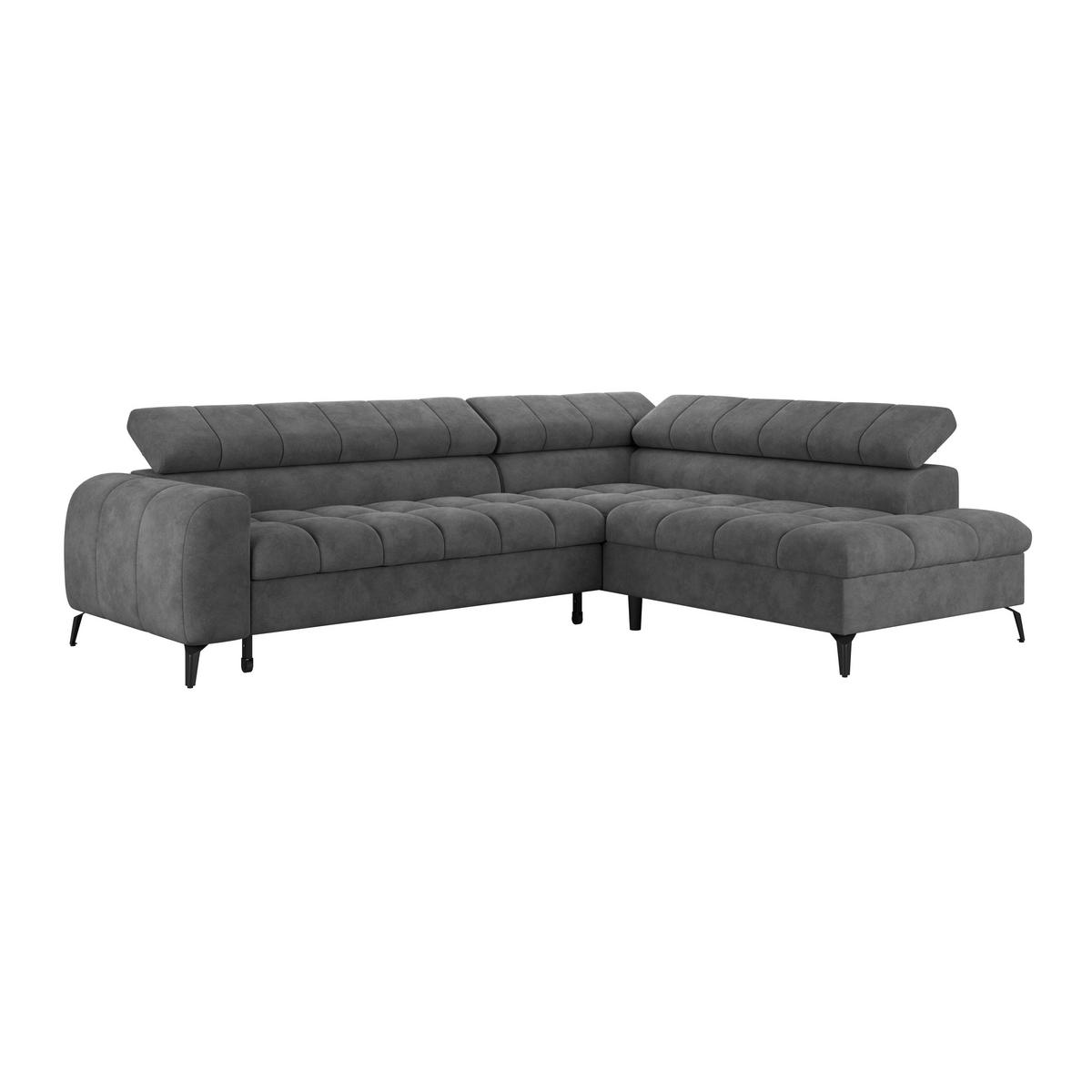Ecksofa Volf Rechts New Dunkelgrau, S: 261x203 cm - Dunkelgrau/Schwarz, Trend, Kunststoff/Textil (261/203cm)