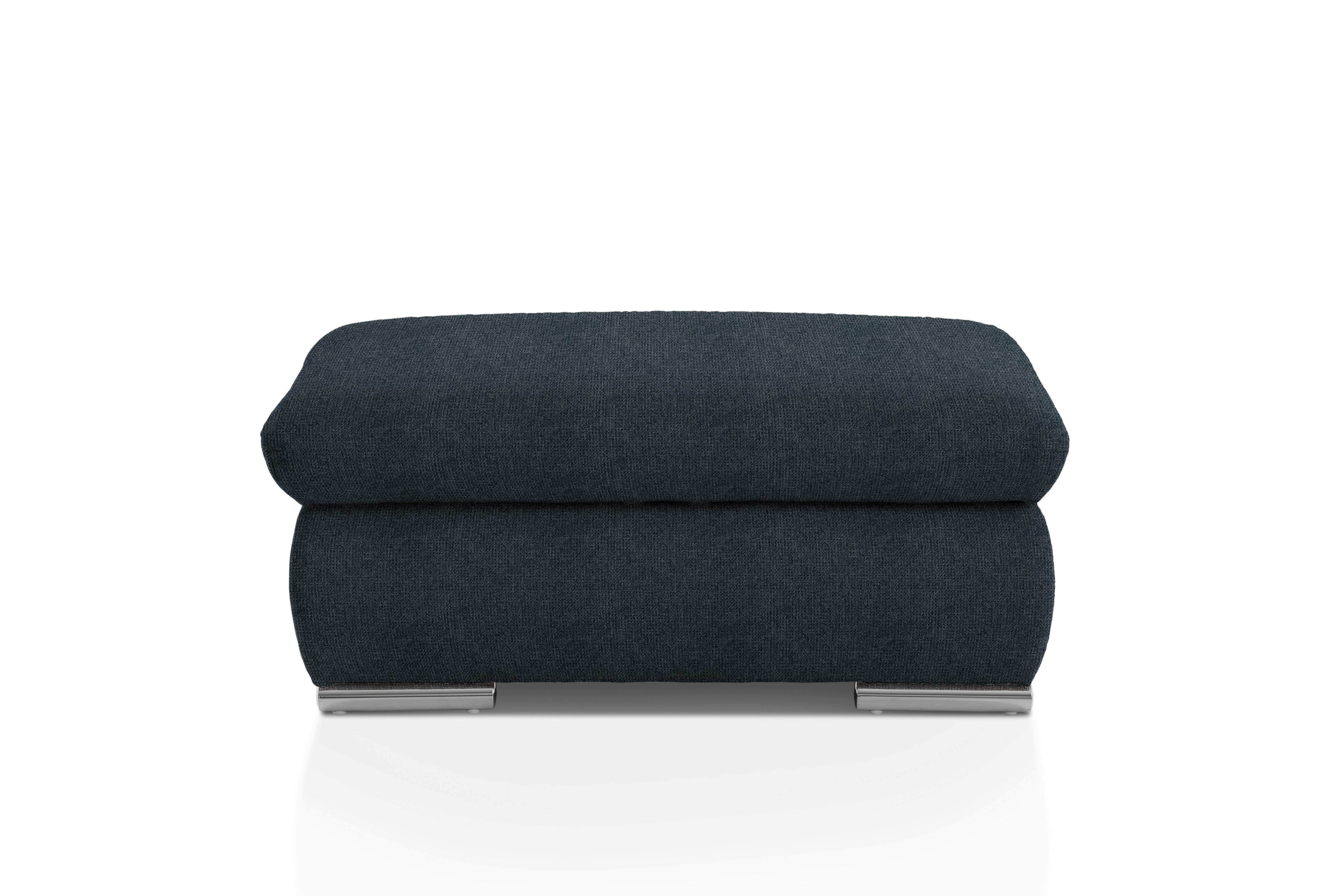 Polsterhocker Isona Schwarz Chenille - Chromfarben/Schwarz, Design, Textil (101/45/74cm) - Livetastic