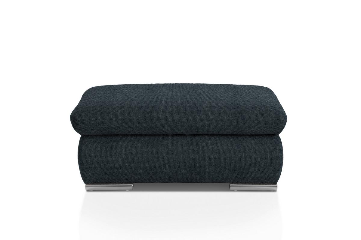 Polsterhocker Isona Schwarz Chenille - Chromfarben/Schwarz, Design, Textil (101/45/74cm) - Livetastic