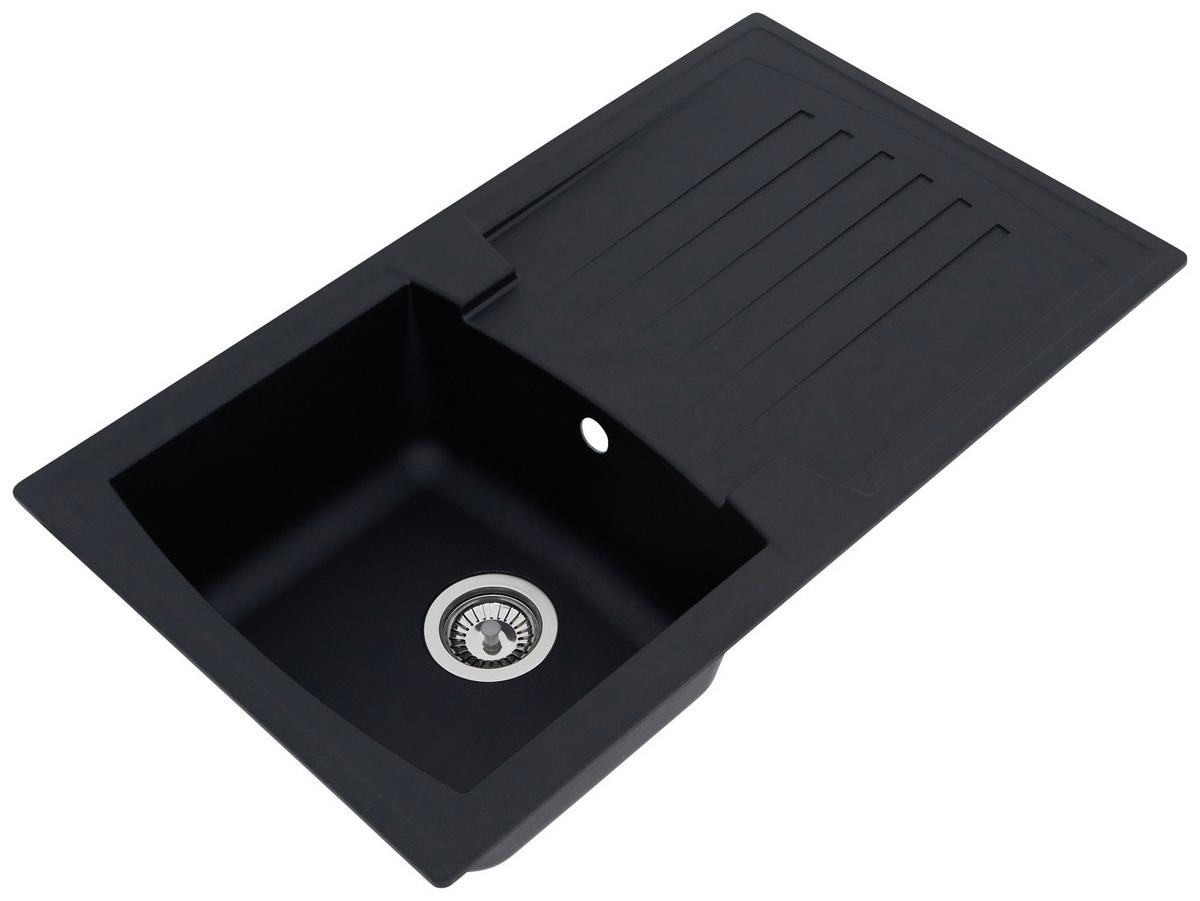 Spüle Respekta Boston Stein Bxt: 86x50 cm - Schwarz, Trend, Glas/Kunststoff (86/20/50cm) - Respekta