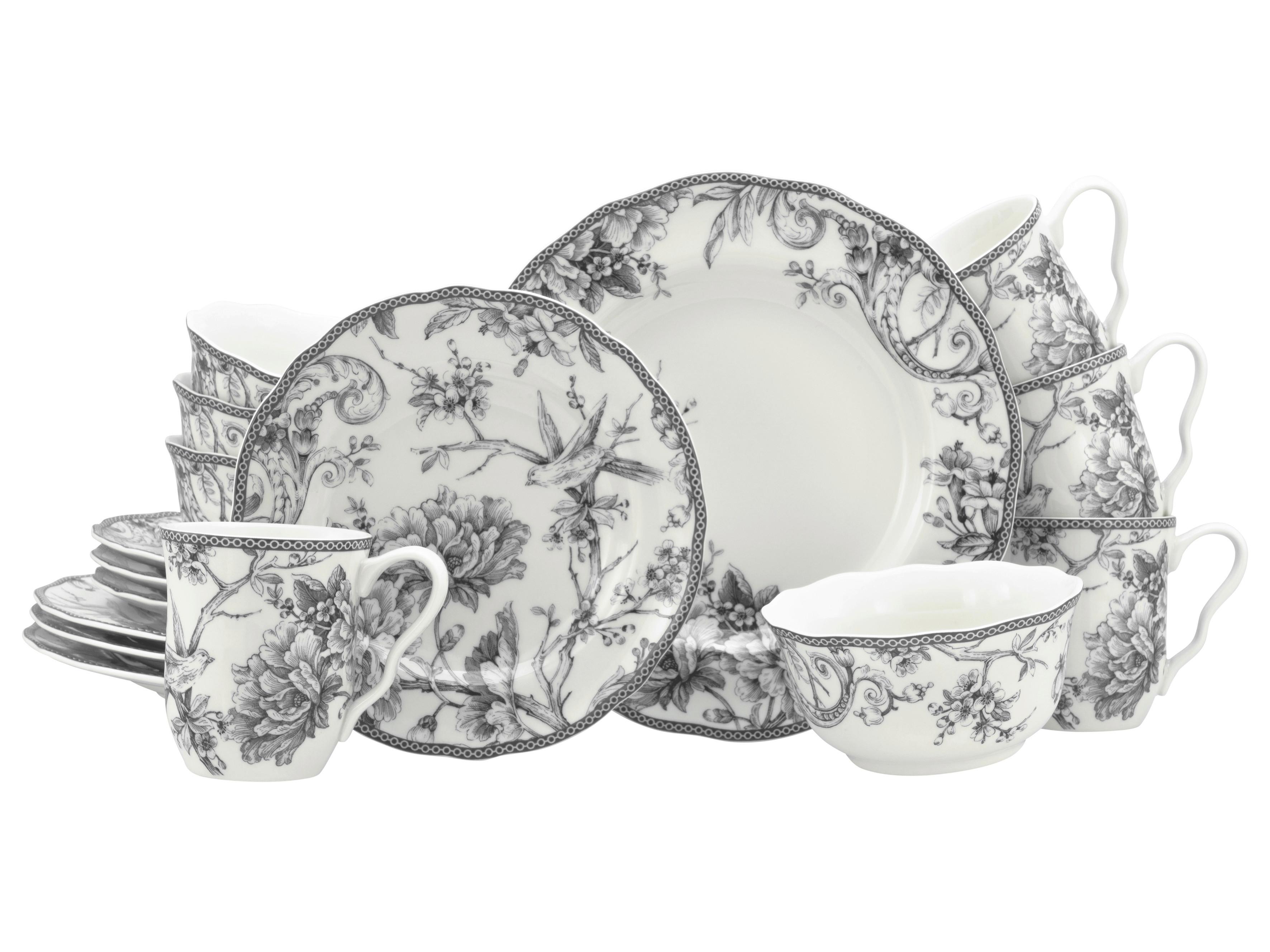 KOMBISERVICE Grau, Weiß - Weiß/Grau, Basics, Keramik - Creatable