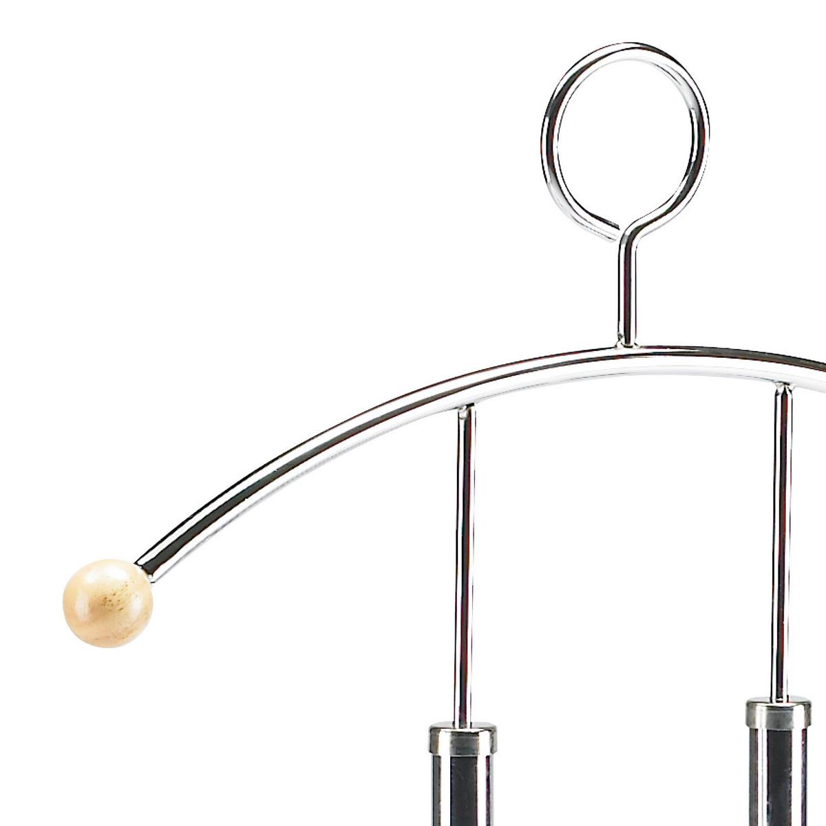 Herrendiener Rudy II B: 28 cm mit Hosenbügel Metall Chrom - Chromfarben/Buchefarben, KONVENTIONELL, Holz/Metall (28/113cm) - Mömax