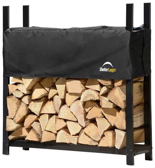 Regál na drevo 120cm - čierna, Basics, kov (120/119/36cm)