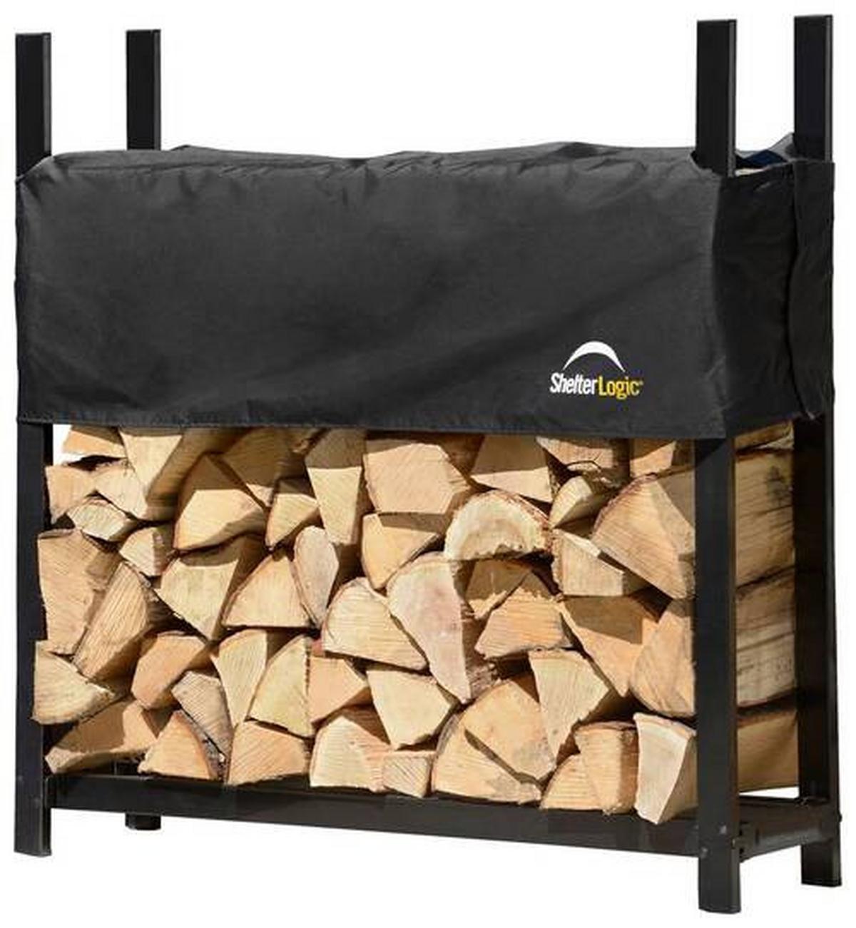 Regál na drevo 120cm - čierna, Basics, kov (120/119/36cm)