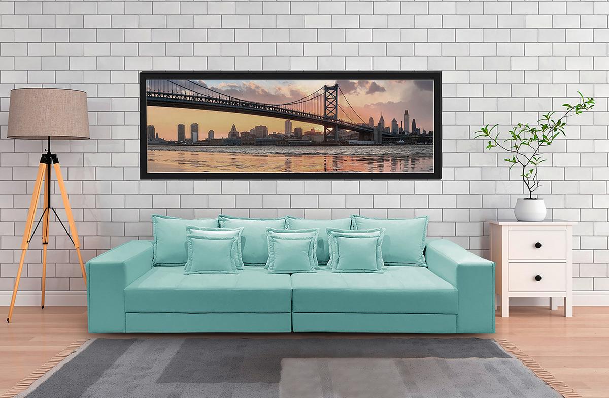 Bigsofa Pescara Hellblau B: 289 Cm - Schwarz/Hellblau, Design, Kunststoff/Textil (289/85/110cm) - Livetastic