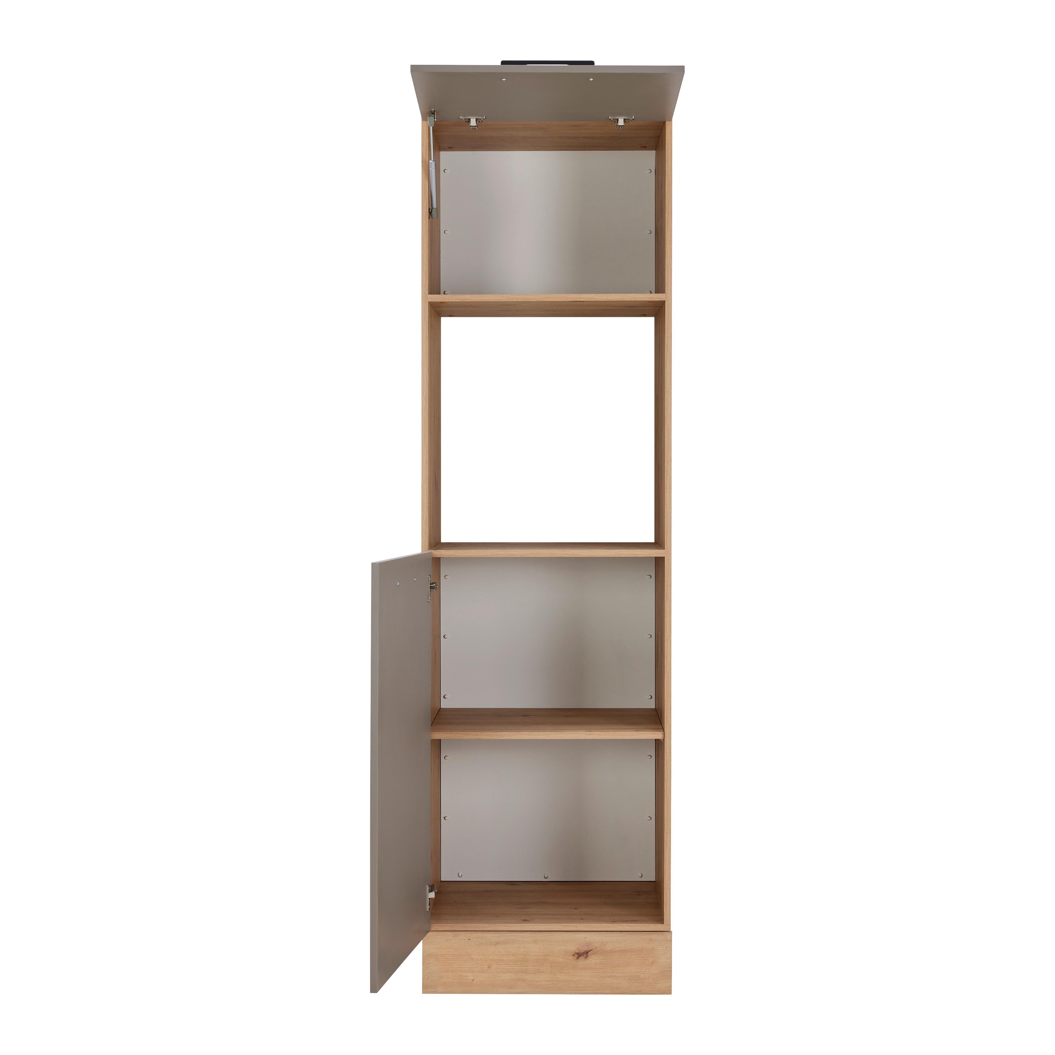 Skrinka na vstavané spotrebiče LINZ, bez spotrebičov - čierna/sivá, Modern, kov/kompozitné drevo (60/211/57cm)