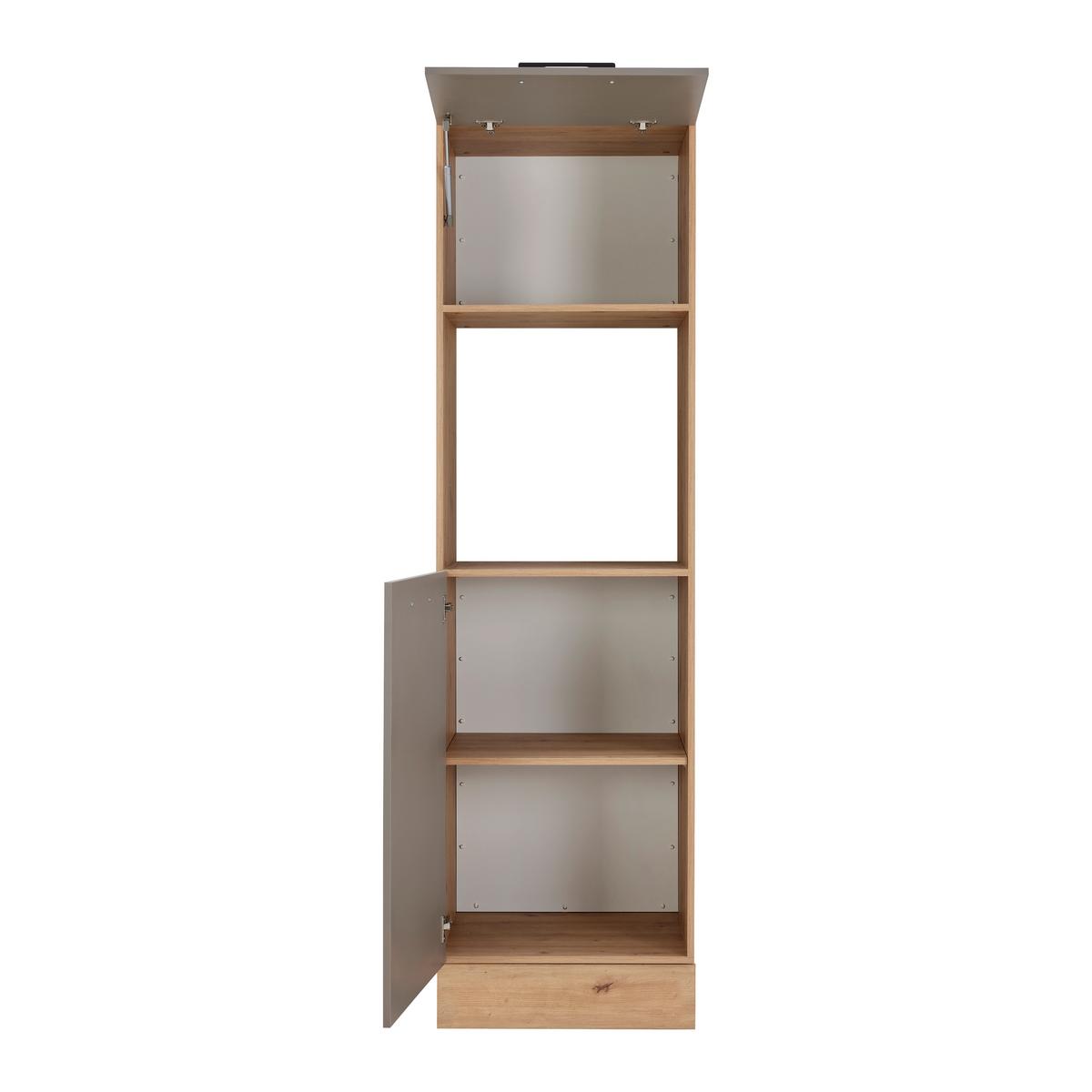 Skrinka na vstavané spotrebiče LINZ, bez spotrebičov - čierna/sivá, Modern, kov/kompozitné drevo (60/211/57cm)