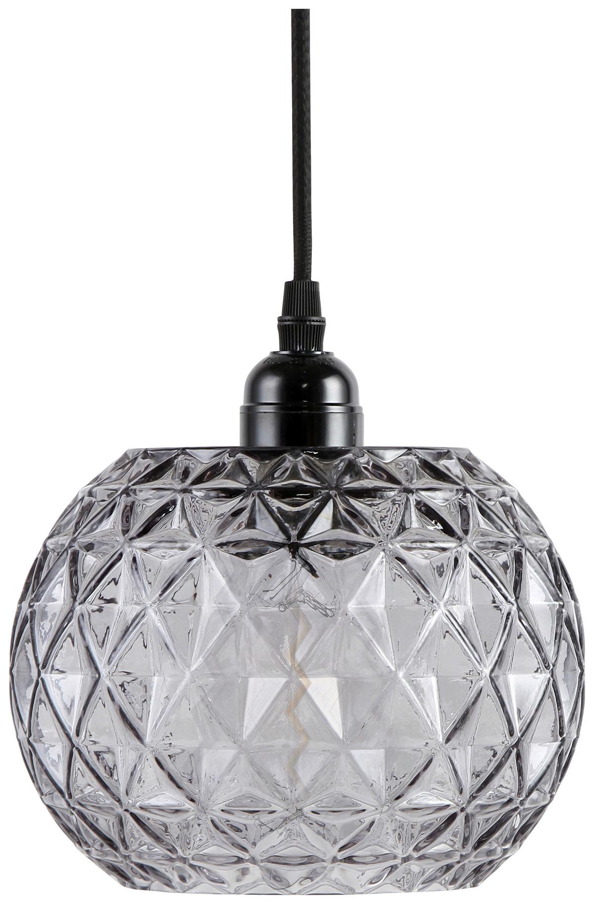 Hängeleuchte Grau B: 18cm Corvus Klar / Grau - Klar/Grau, Basics, Glas (18/18/18cm) - Kayoom