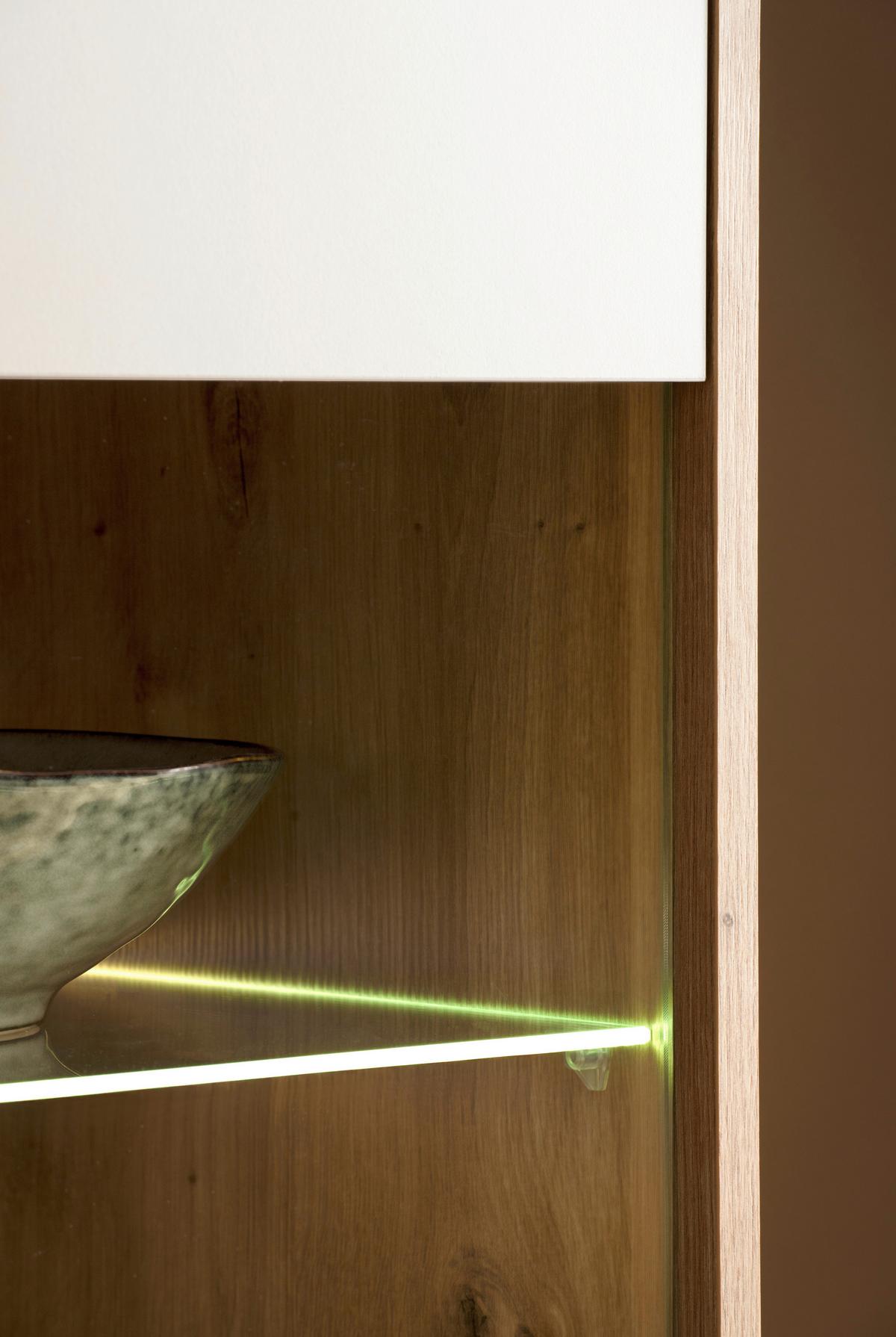 Vitrine Sonora Kaschmir/Eiche B: 75cm - Kaschmir/Eiche Artisan, Design, Glas/Holzwerkstoff (75/205/40cm) - MID.YOU