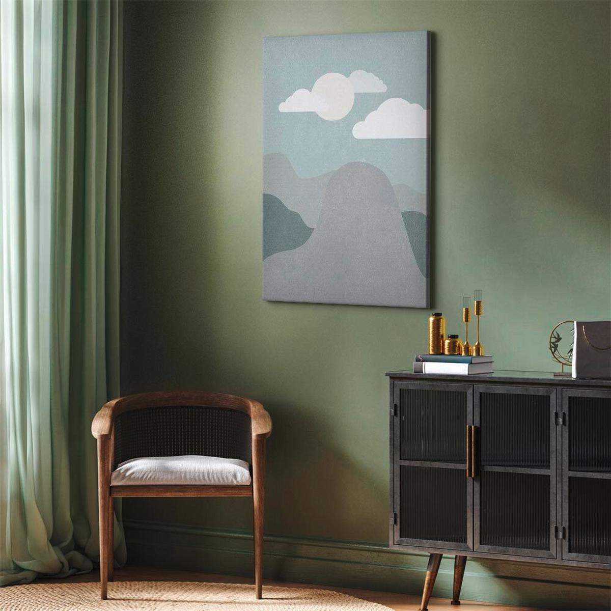 Leinwandbild Mountain Pastellblau B: 80 cm - Pastellblau, Basics, Holz/Textil (80/120/1.2cm) - artgeist