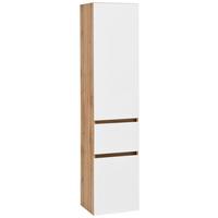 Hochschrank Kopenhagen B: 40 cm Weiß/Eiche Dekor - Eichefarben/Silberfarben, KONVENTIONELL, Holzwerkstoff (40/180/35cm) - Held