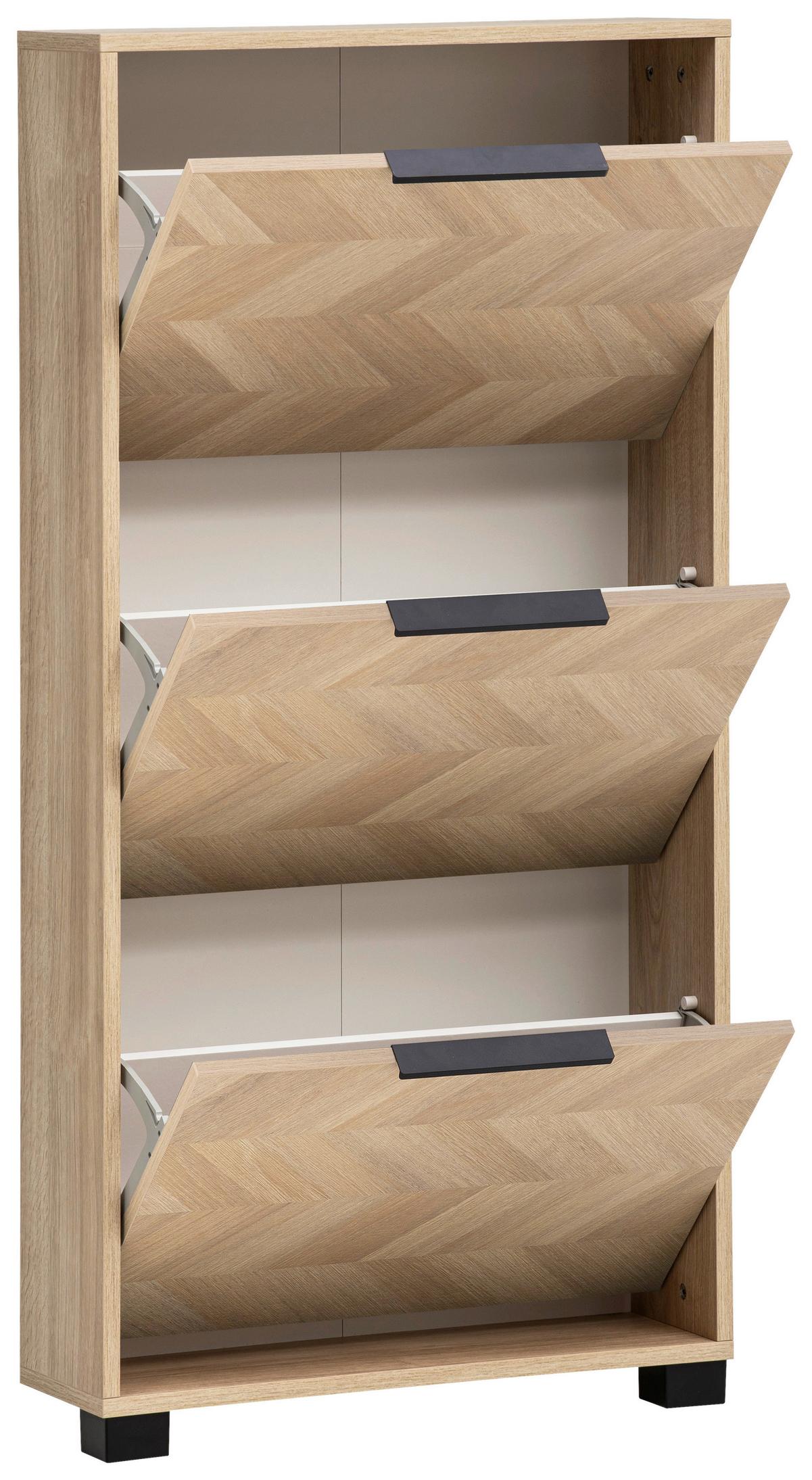 Schuhkipper Piazza Eichefarben B: 59,8 cm - Eichefarben/Schwarz, Design, Holzwerkstoff (59,8/124,5/19,55cm) - MID.YOU