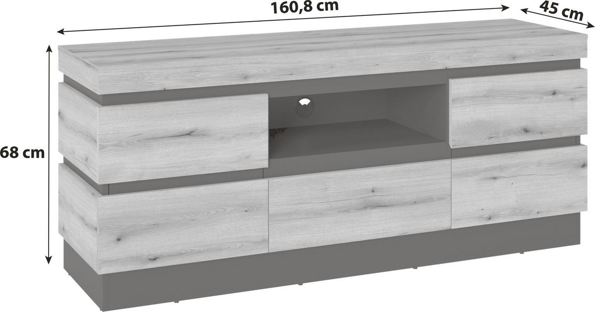 Tv-element Corte Grau/eiche Dekor B: 160,8 Cm - Eichefarben/Grau, Trend, Holzwerkstoff (160,8/68/45cm)