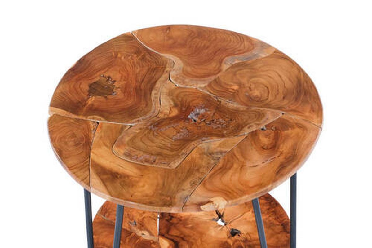 Beistelltisch mit Ablage Aus Teakholz Woodstock, Natur - Klar, Natur, Holz/Metall (40/50/50/55cm) - Kayoom