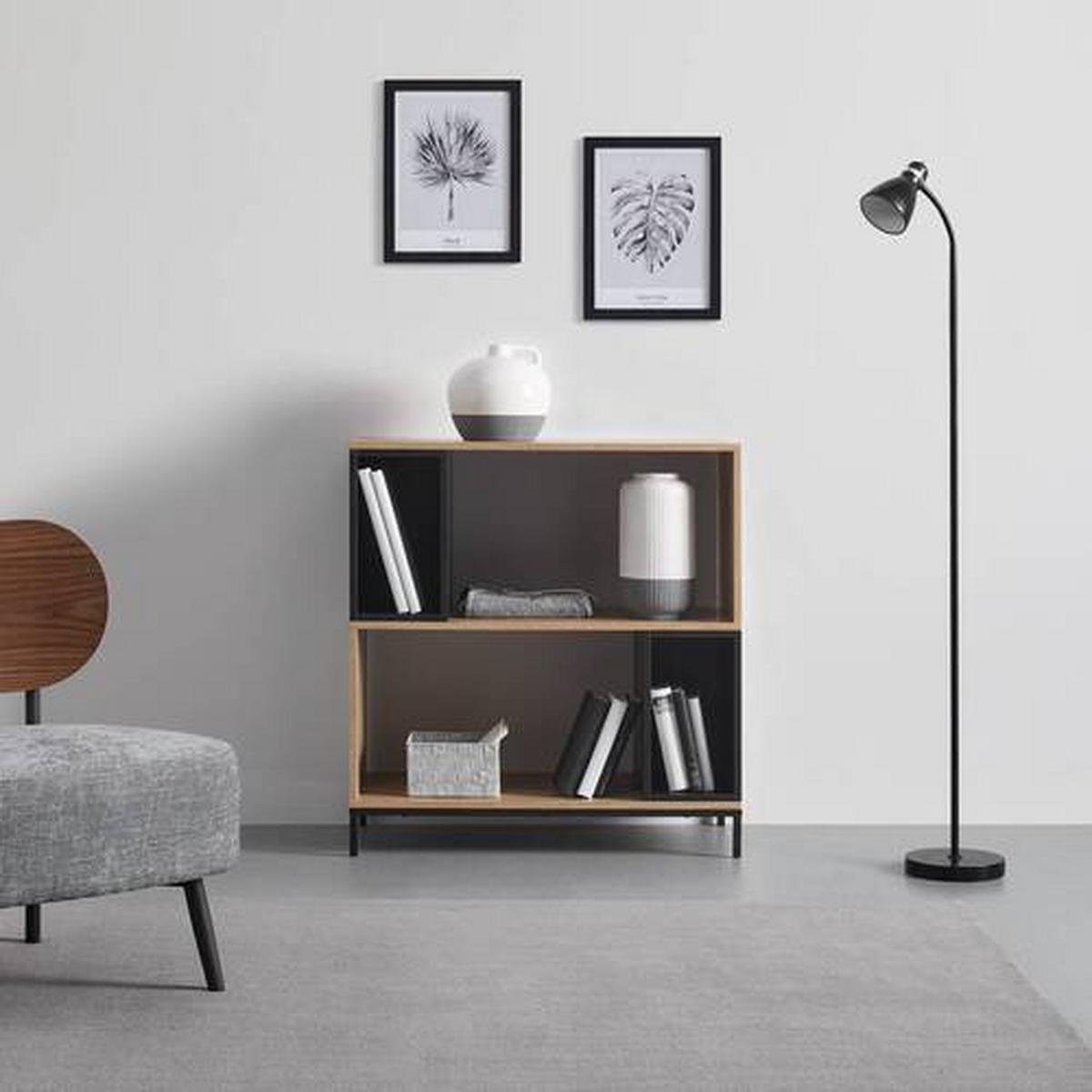 Regál MEGY - černá/barvy dubu, Moderní, kov (80/84,6/40cm) - Bessagi Home